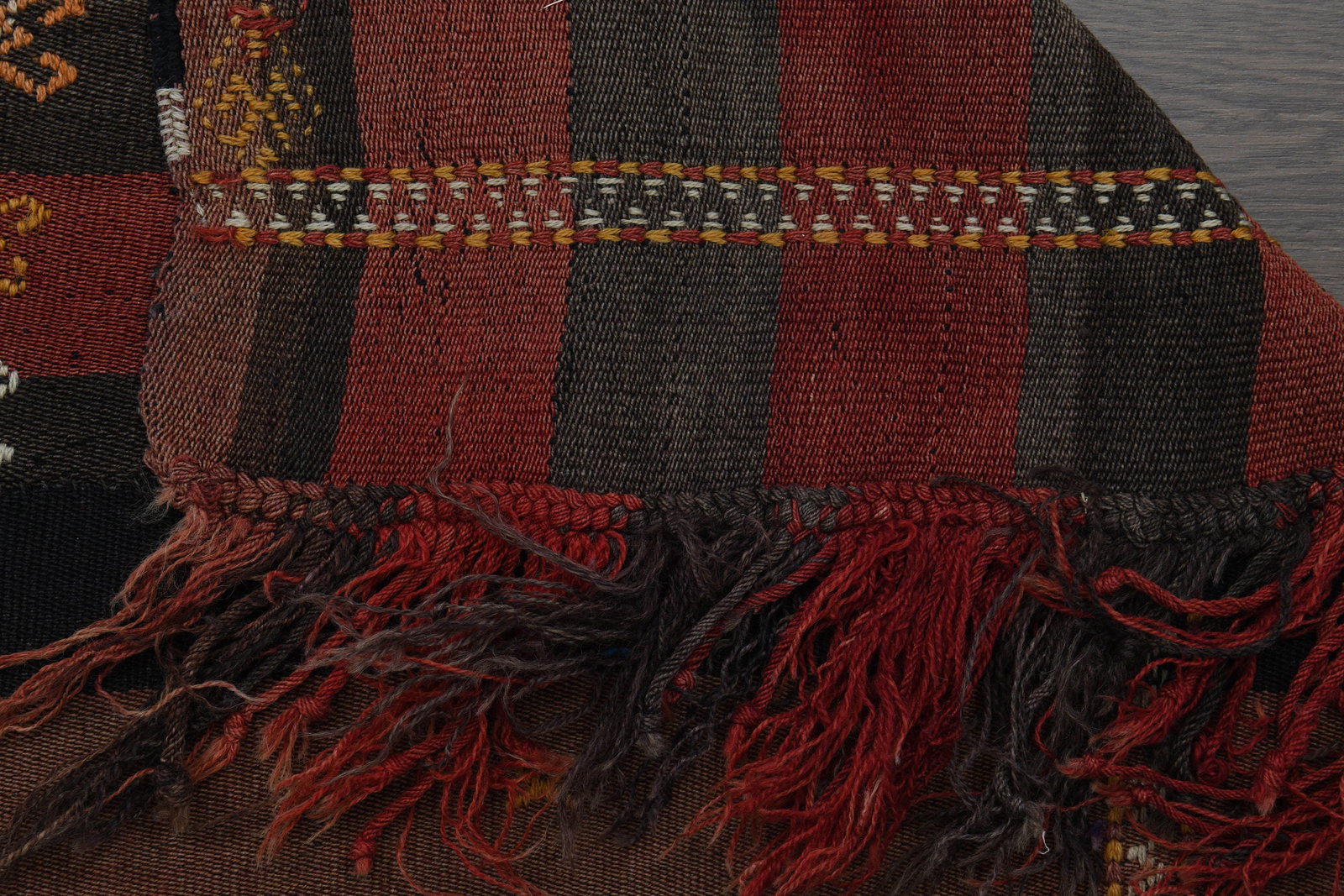 4'6x11'4 ft, ORANGE KILIM RUG - 2