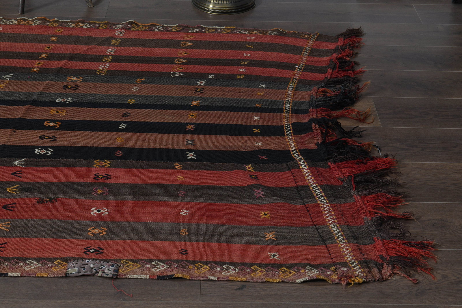 4'6x11'4 ft, ORANGE KILIM RUG - 6