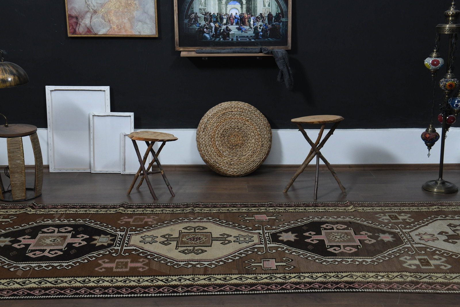 4'6x14'5 ft, BROWN BEIGE RUG - 19