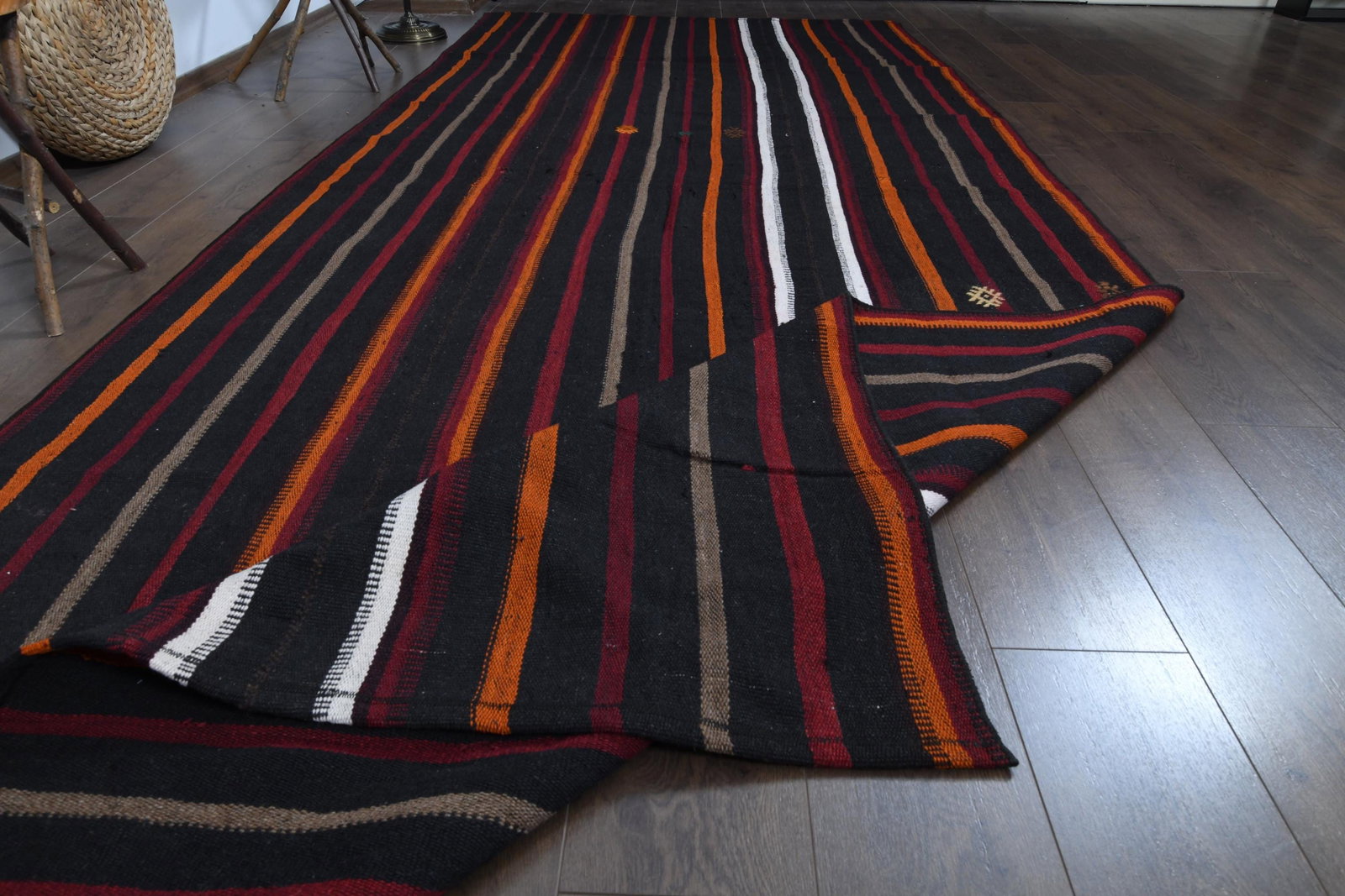 5'5x13'3 ft, COLORFUL KILIM RUNNER - 4