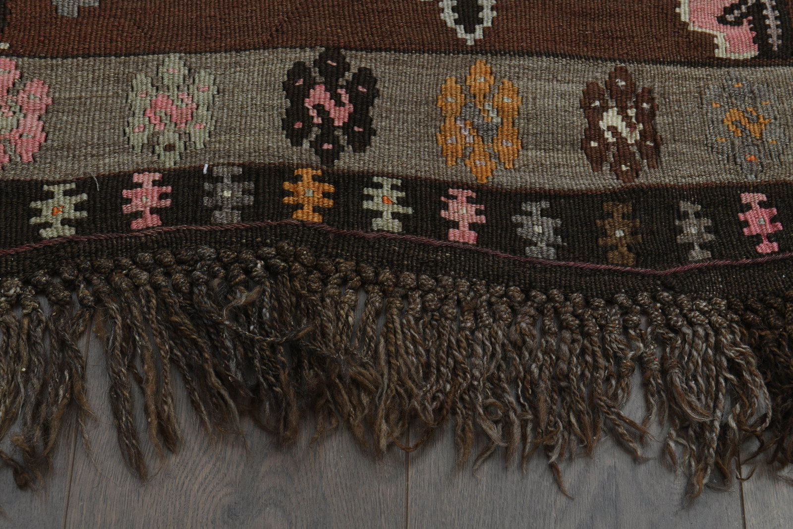5.7x13.2 ft, BROWN KILIM RUNNER - 8