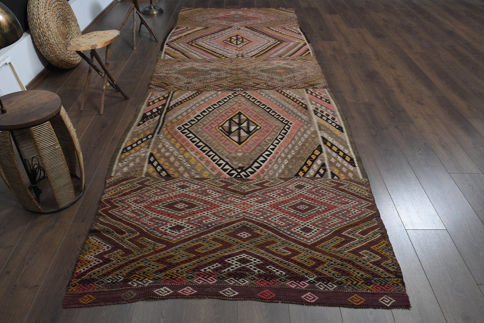 4'6x13 ft, EARTH TONE KILIM - 3