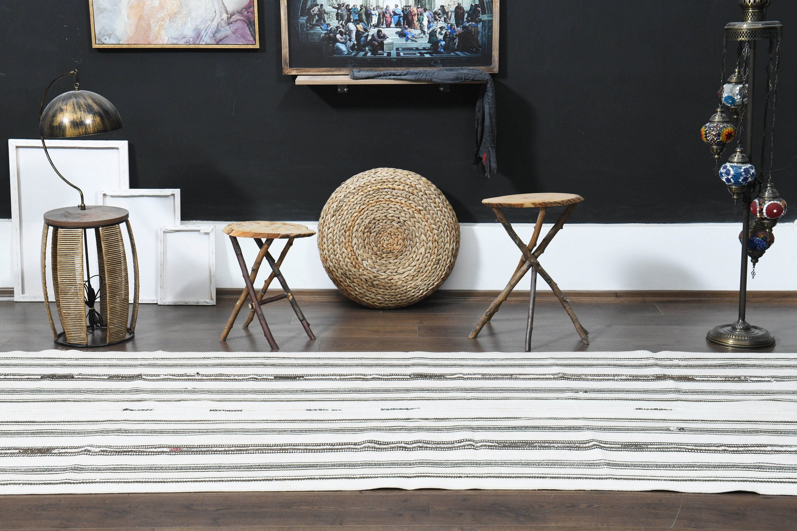 4'3x12'3 ft, TURKISH RUNNER, Vintage - 9