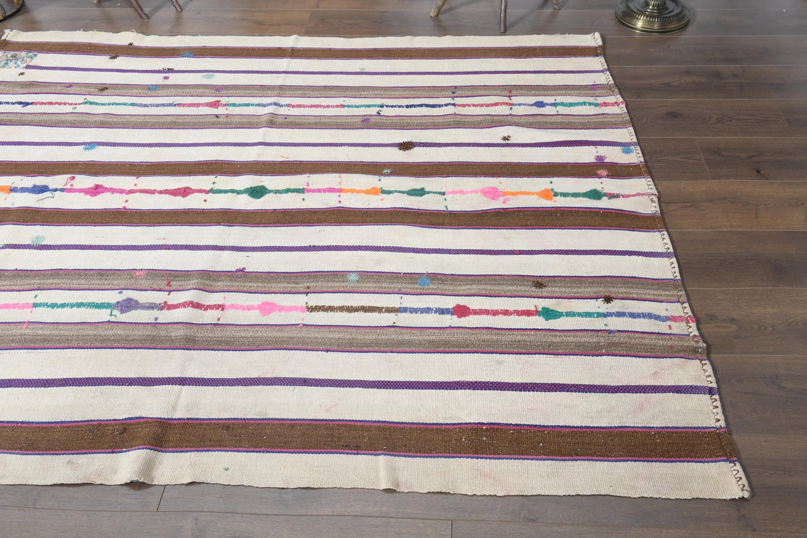 5'4x7 ft, STRIPED KILIM RUG, Flatweave - 7