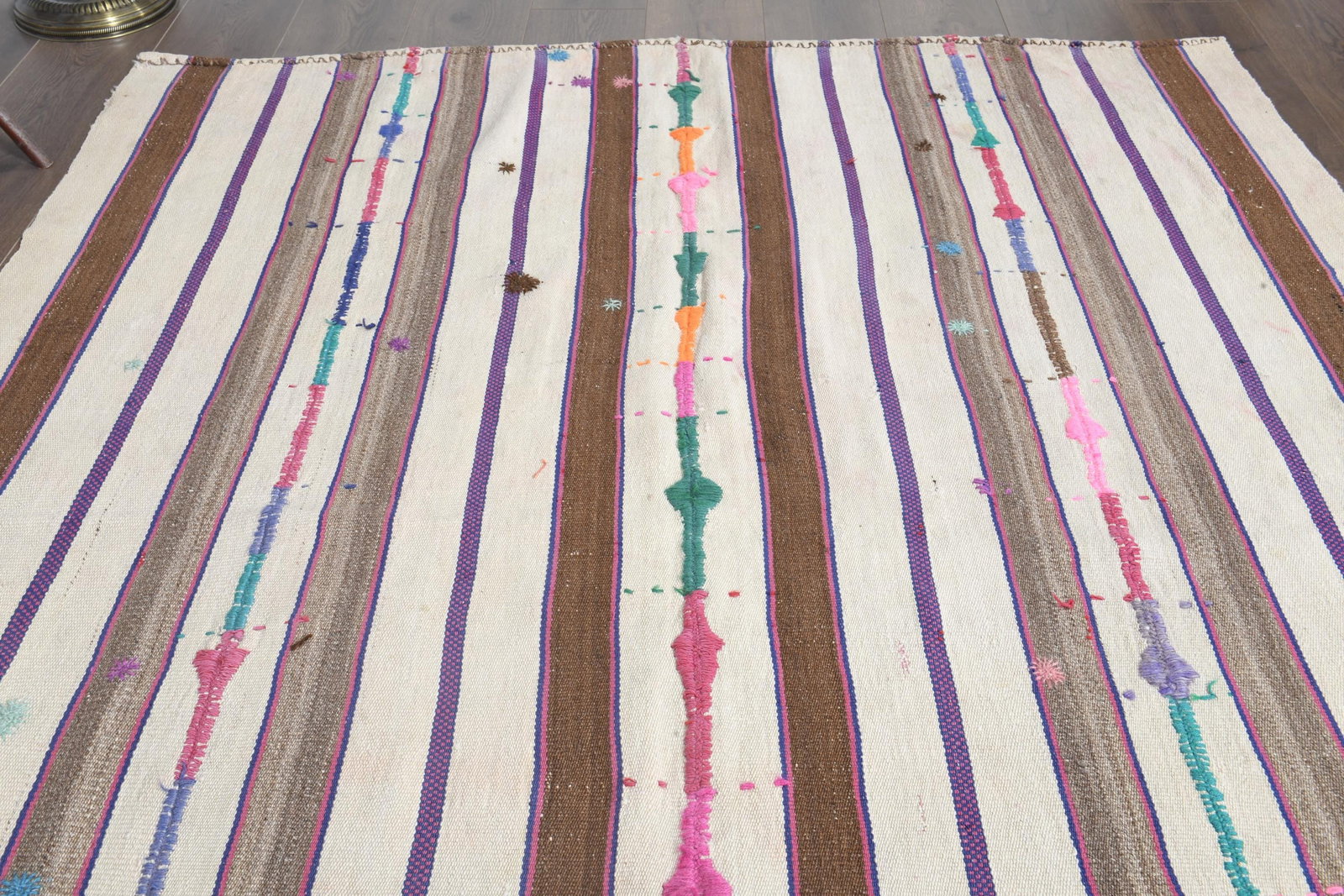 5'4x7 ft, STRIPED KILIM RUG, Flatweave - 9