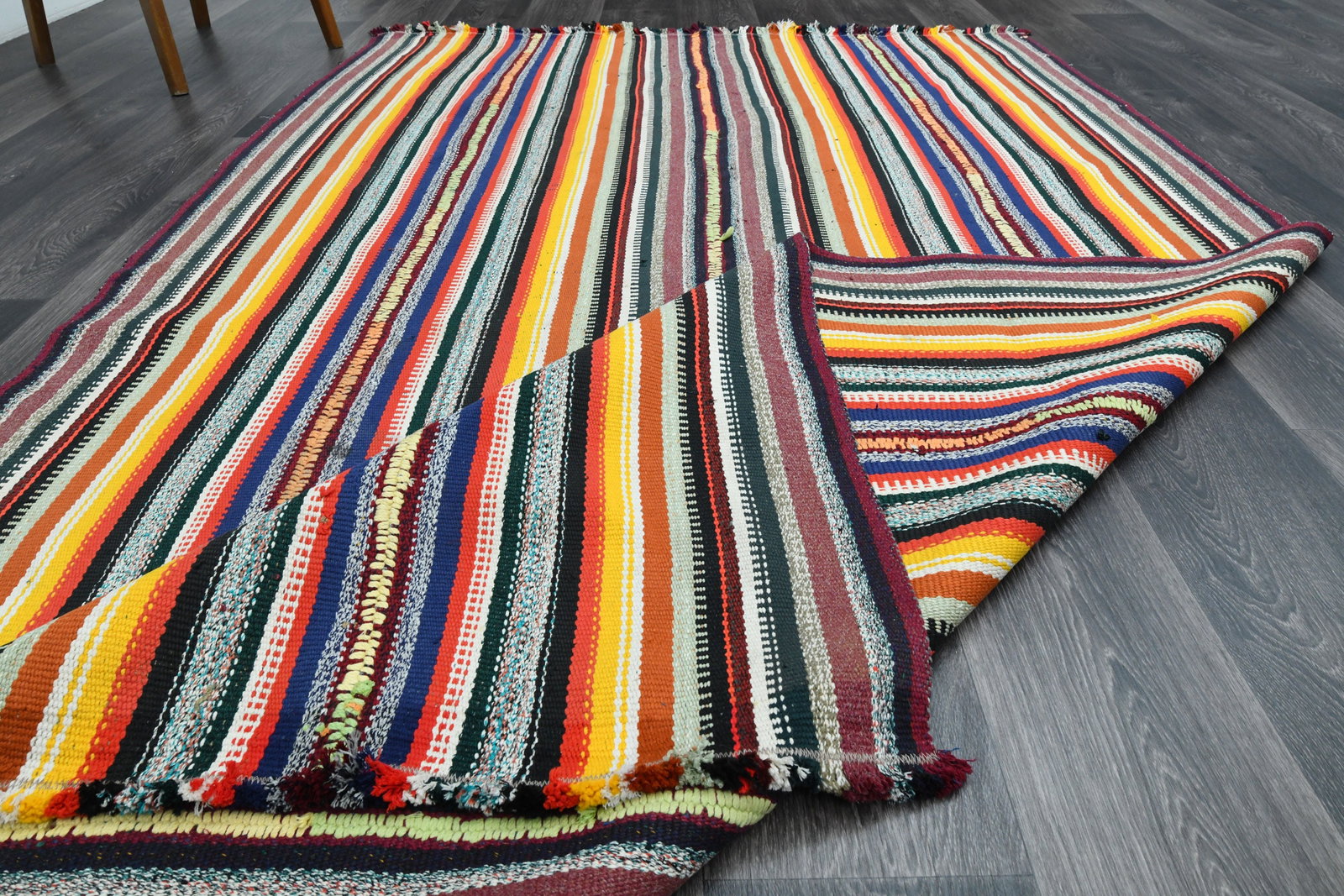 5.3x8.9 ft, TURKISH KILIM Rug - 9