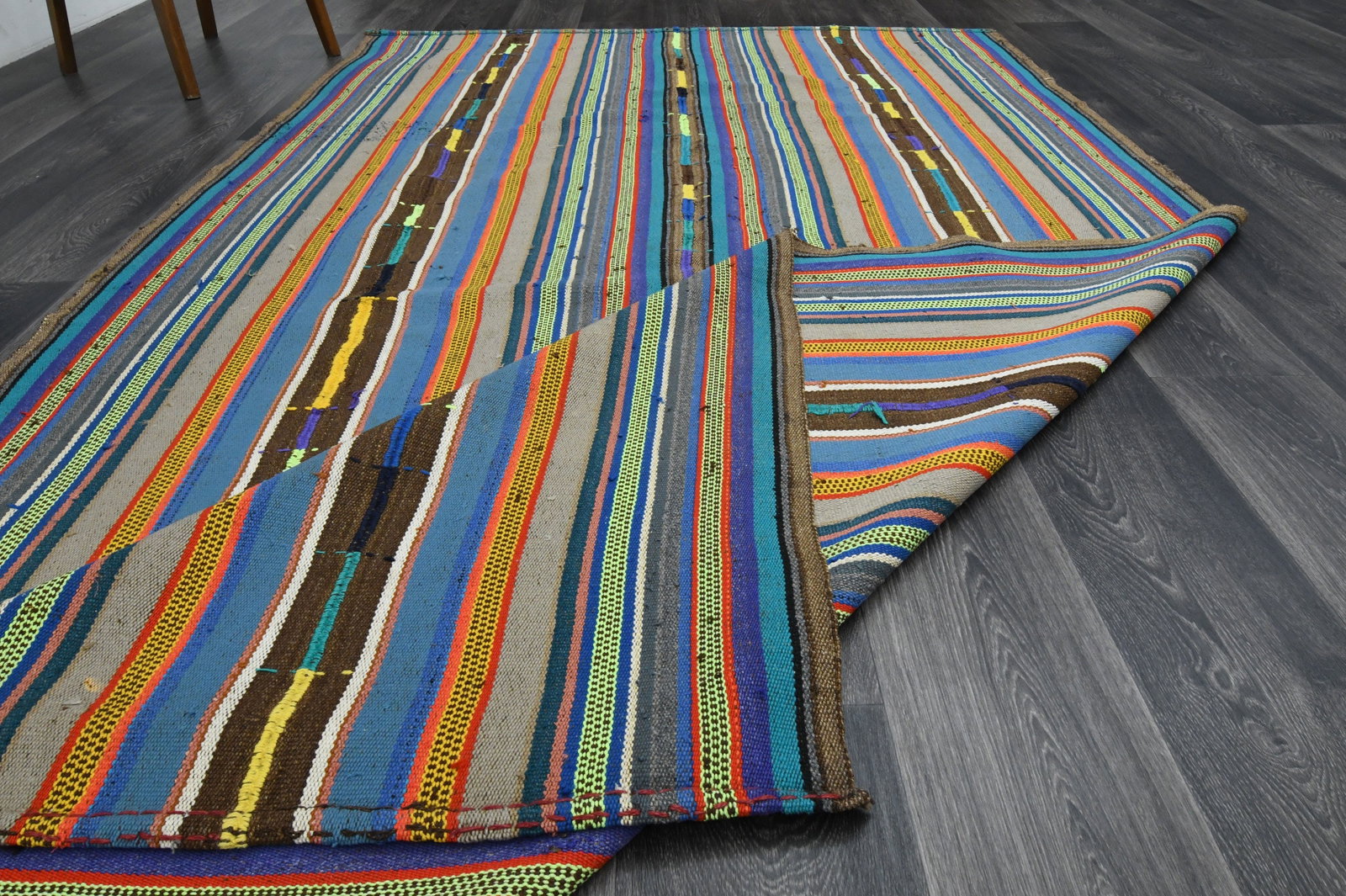 5.6x10 ft, TURKISH KILIM Rug - 17