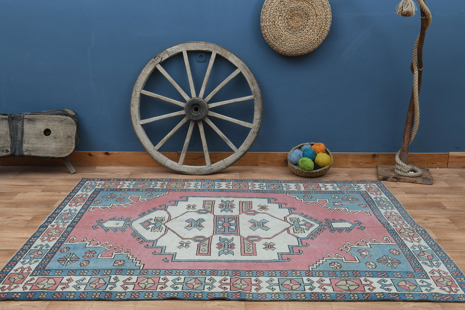 6'1x8'7 ft, PINK TURKISH ANTIQUE: Title: 6'1x8'7 ft, PINK TURKISH ANTIQUE Description: This Turkish one-of-a-kind Vintage Turkish Rug is hand-knotted and handwoven by the most skilled artisans who use pure wool, in muted, natural