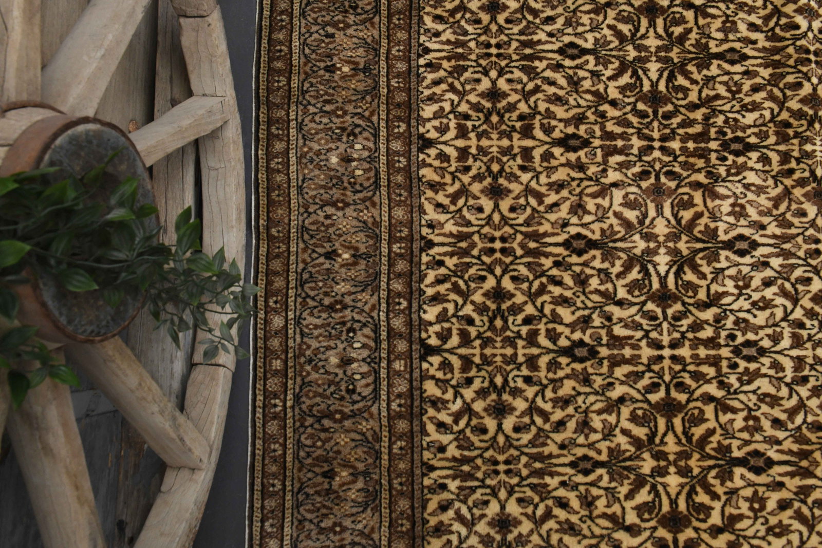 6'6x9'5 Vintage Persian Décor: Title: 6'6x9'5 Vintage Persian Décor Description: This Turkish one-of-a-kind Vintage Turkish Rug is hand-knotted and handwoven by the most skilled artisans who use pure wool, in muted, natural