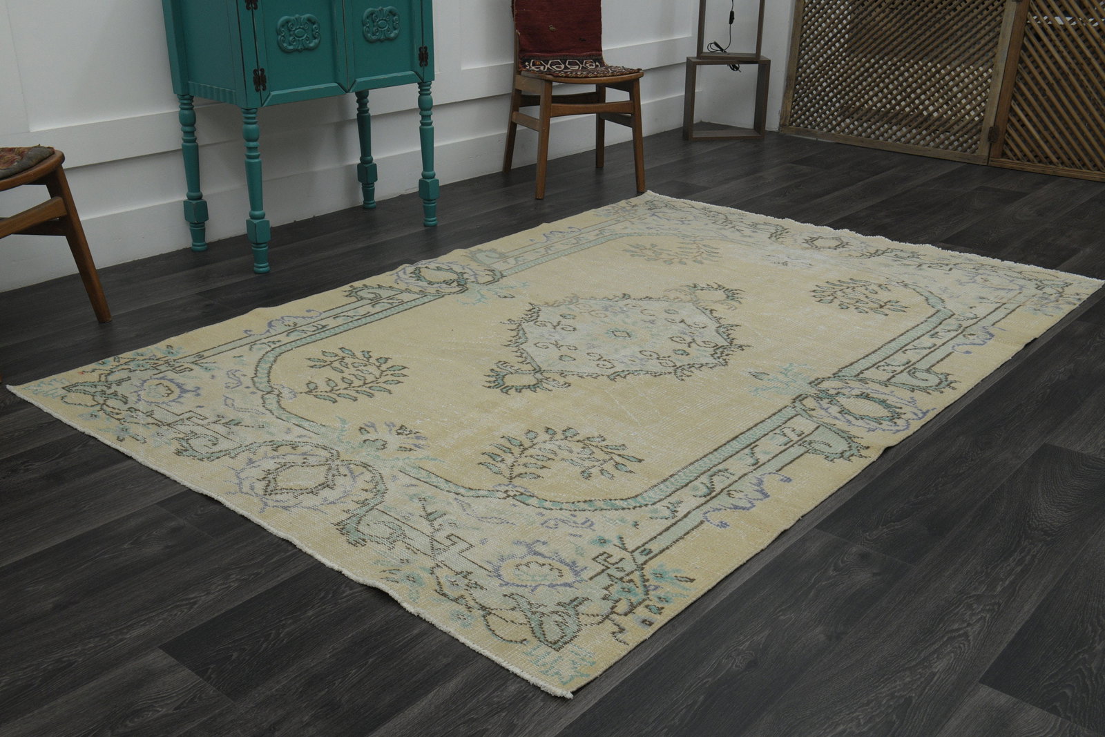 6x8 Orange Green TURKISH Rug - 3