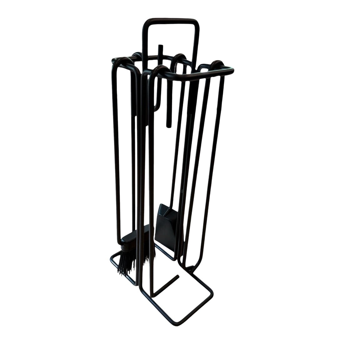 1970s Dutch Designer Ann Maes Black Modern Steel Minimalist Fireplace Tool Set- 6 Pieces (1 of 7)
