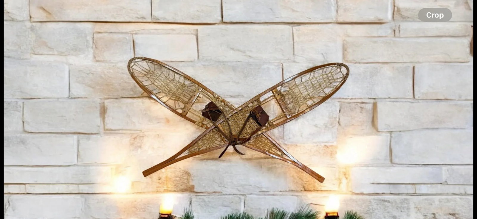 Tall Leather Rawhide Snowshoes Tubbs Vermont Ash Wood Decorative Display-a Pair - 6