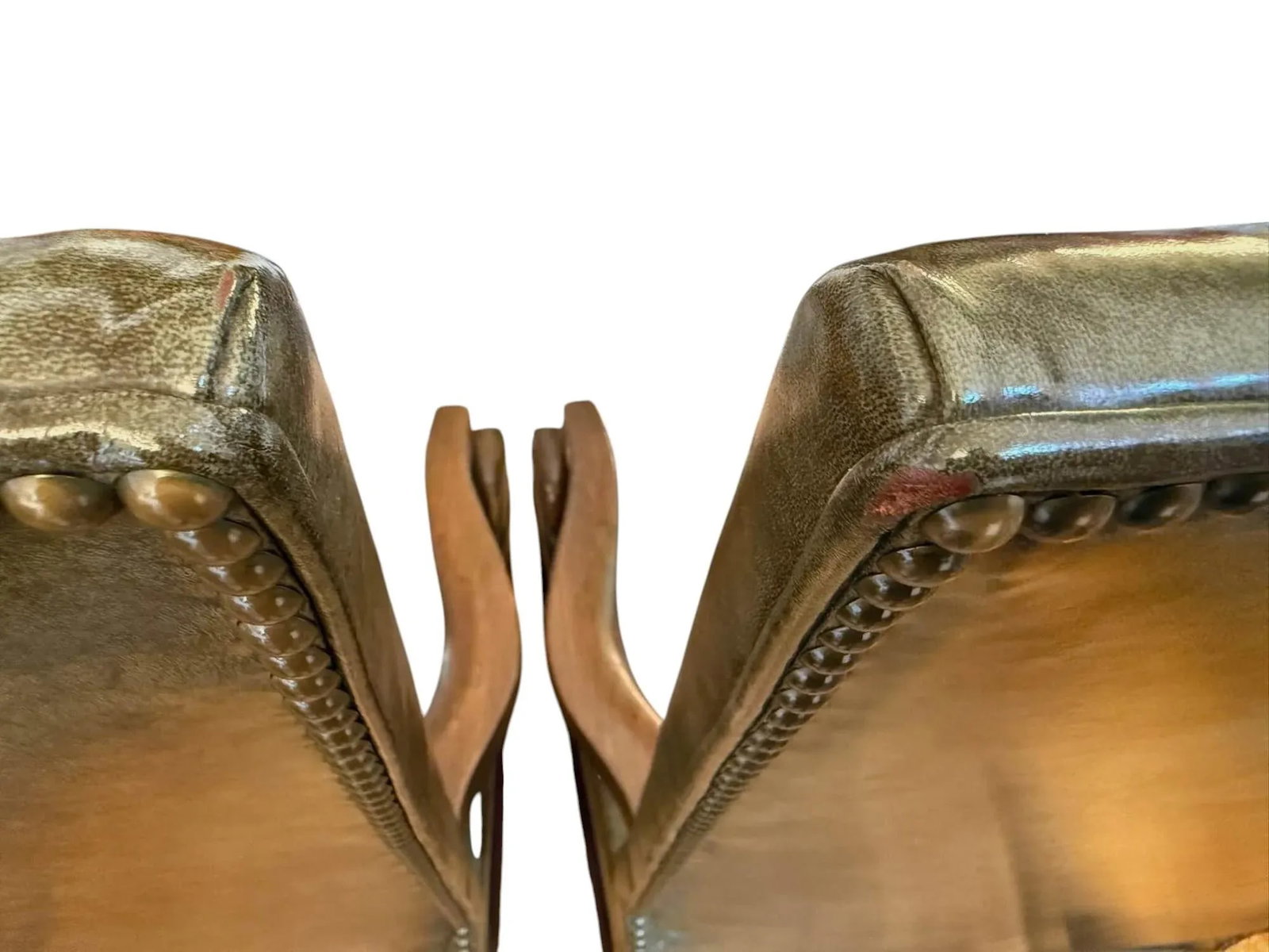 Mid 20th Century Kittinger Cw-13 Colonial Williamsburg Green Leather Lolling Chair - A Pair - 8