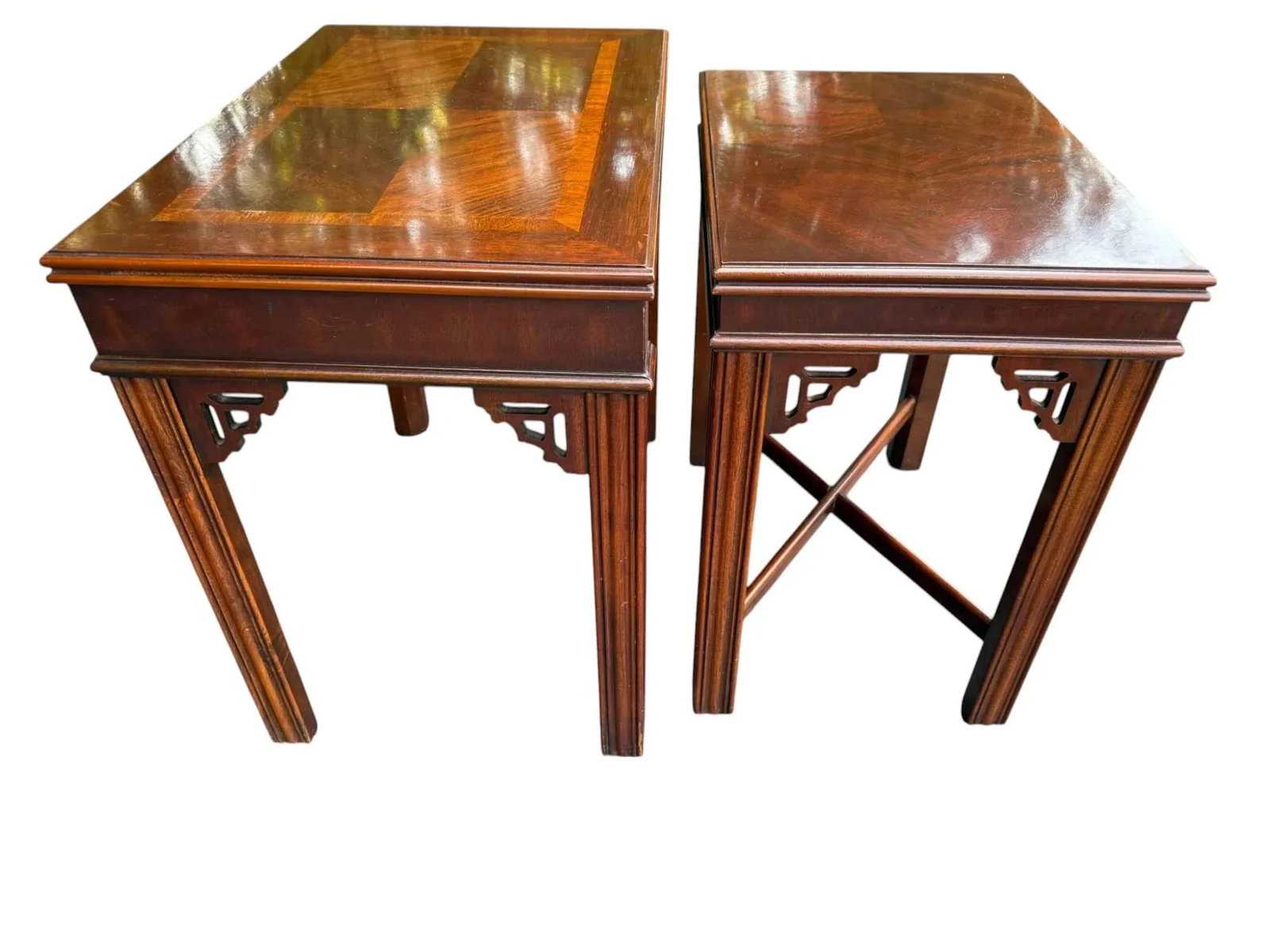 Late 20th Century Lane Chippendale Style Mahogany Nesting Tables - A Pair - 3