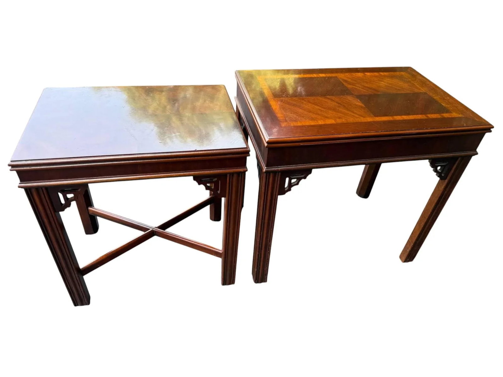 Late 20th Century Lane Chippendale Style Mahogany Nesting Tables - A Pair - 5