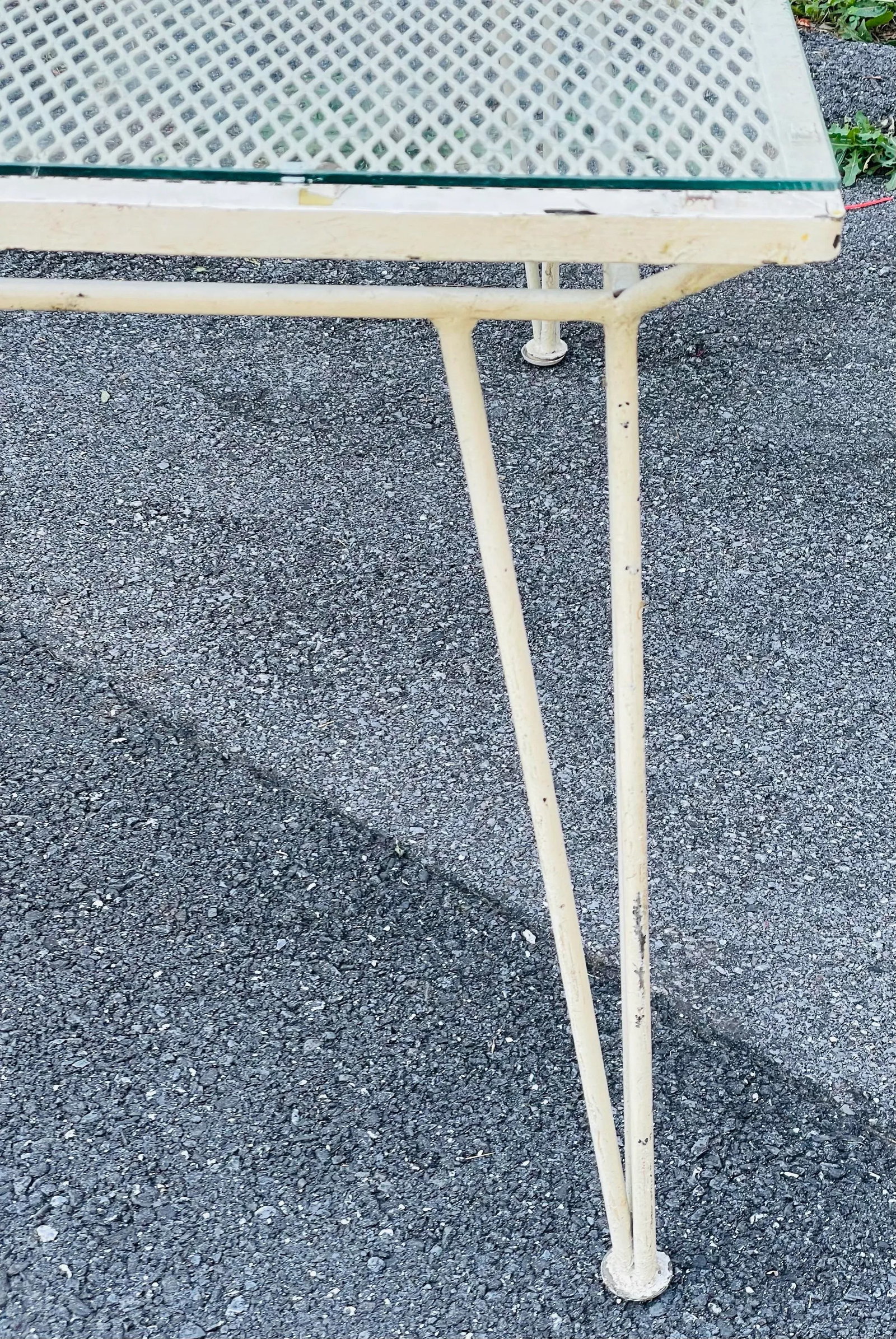 Mid 20th Century Wrought Iron Mesh Glass Top John Salterini Tempestini Dining Table, Attributed - 2