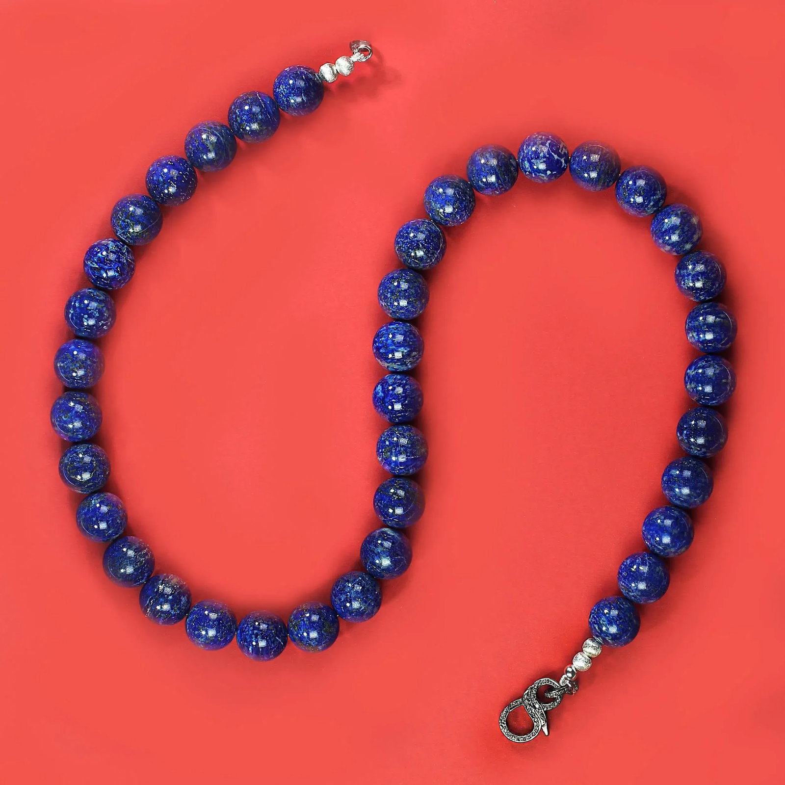 Ajd 23 Inch 14mm Round Smooth Lovely Lapis Lazuli Necklace - 5