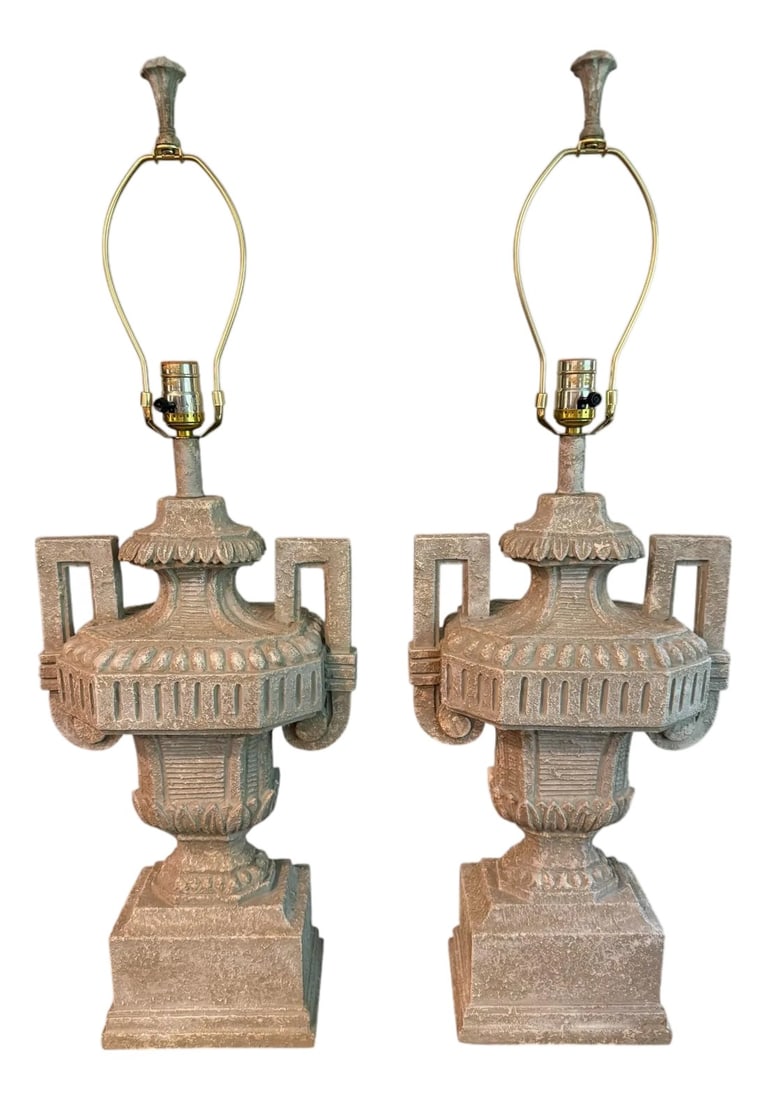 Late 20th Century Composite Urn Table Lamps - A Pair (1 of 8)