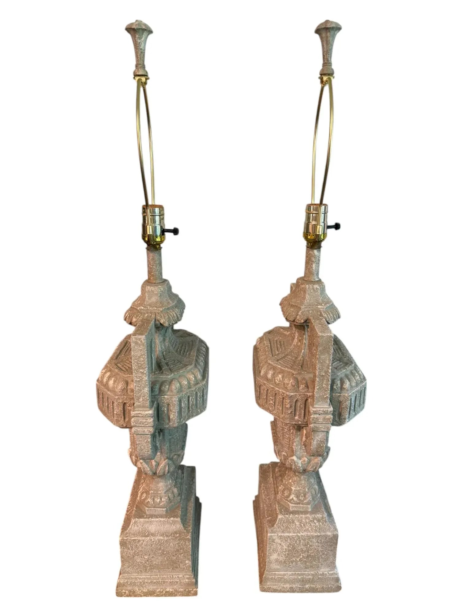 Late 20th Century Composite Urn Table Lamps - A Pair - 5