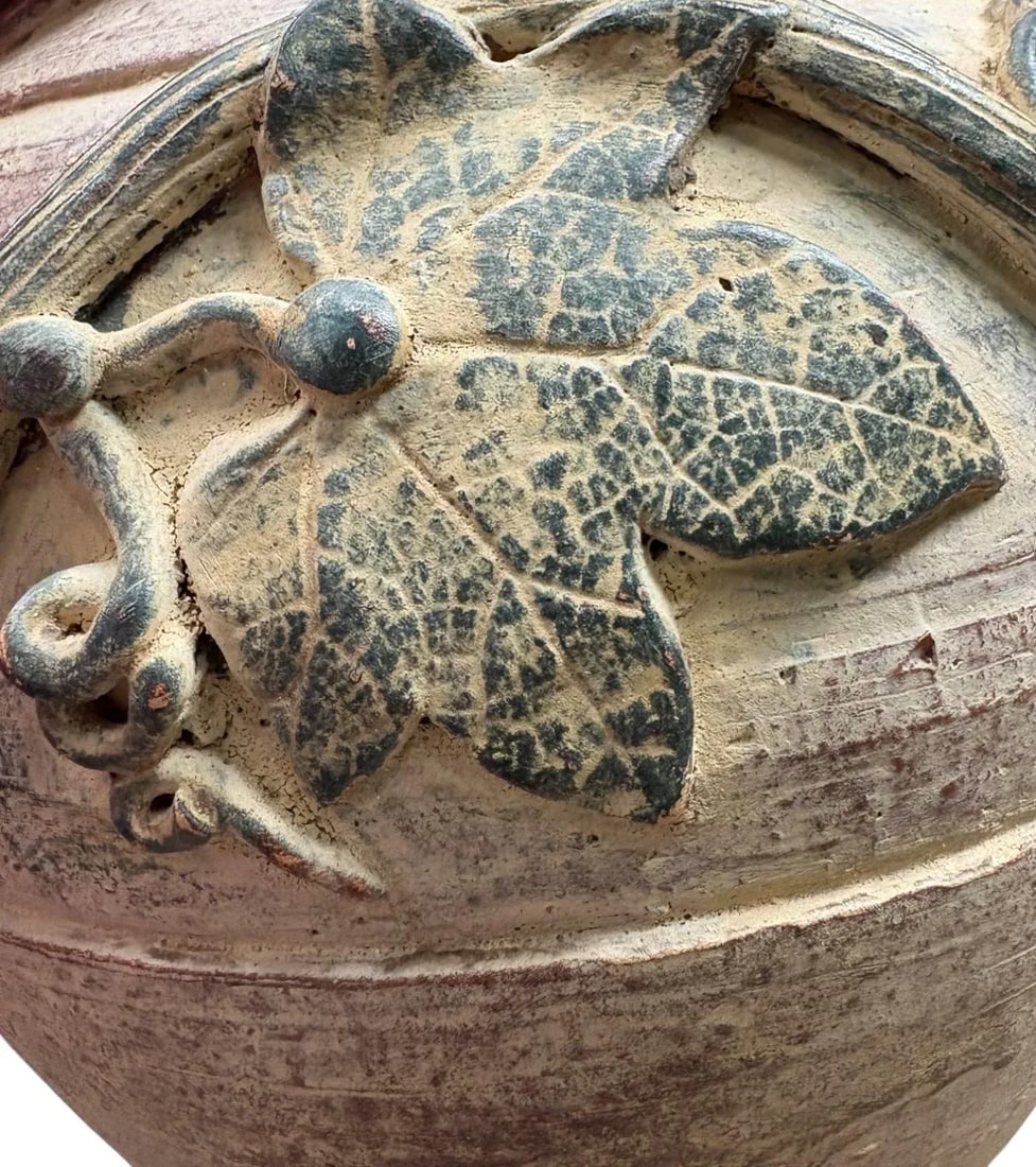 Wildwood Clay Jar With Leaves - 9