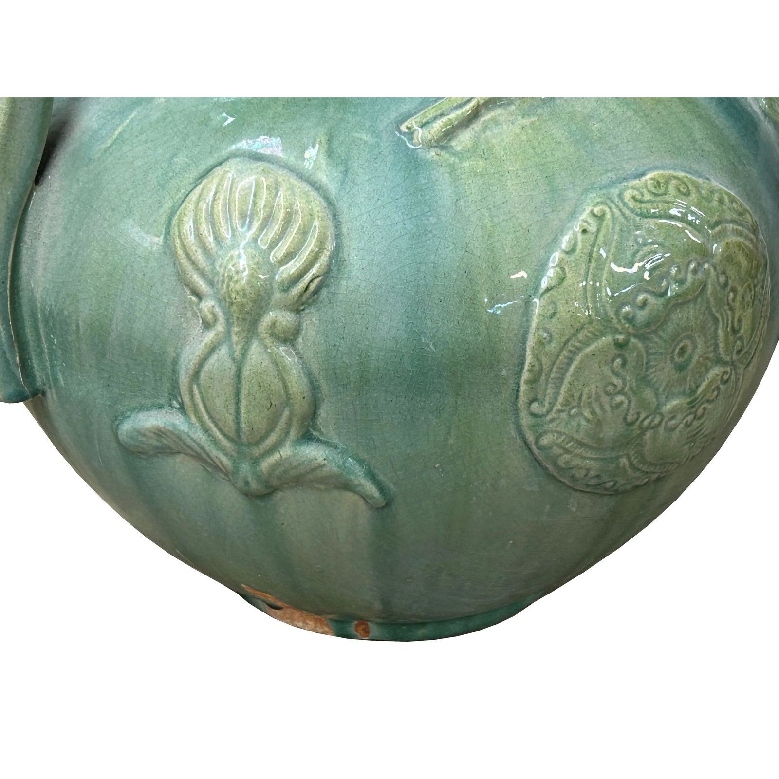 Orient Celadon Green Motif Amphora Body Ceramic Vase Jar - 7