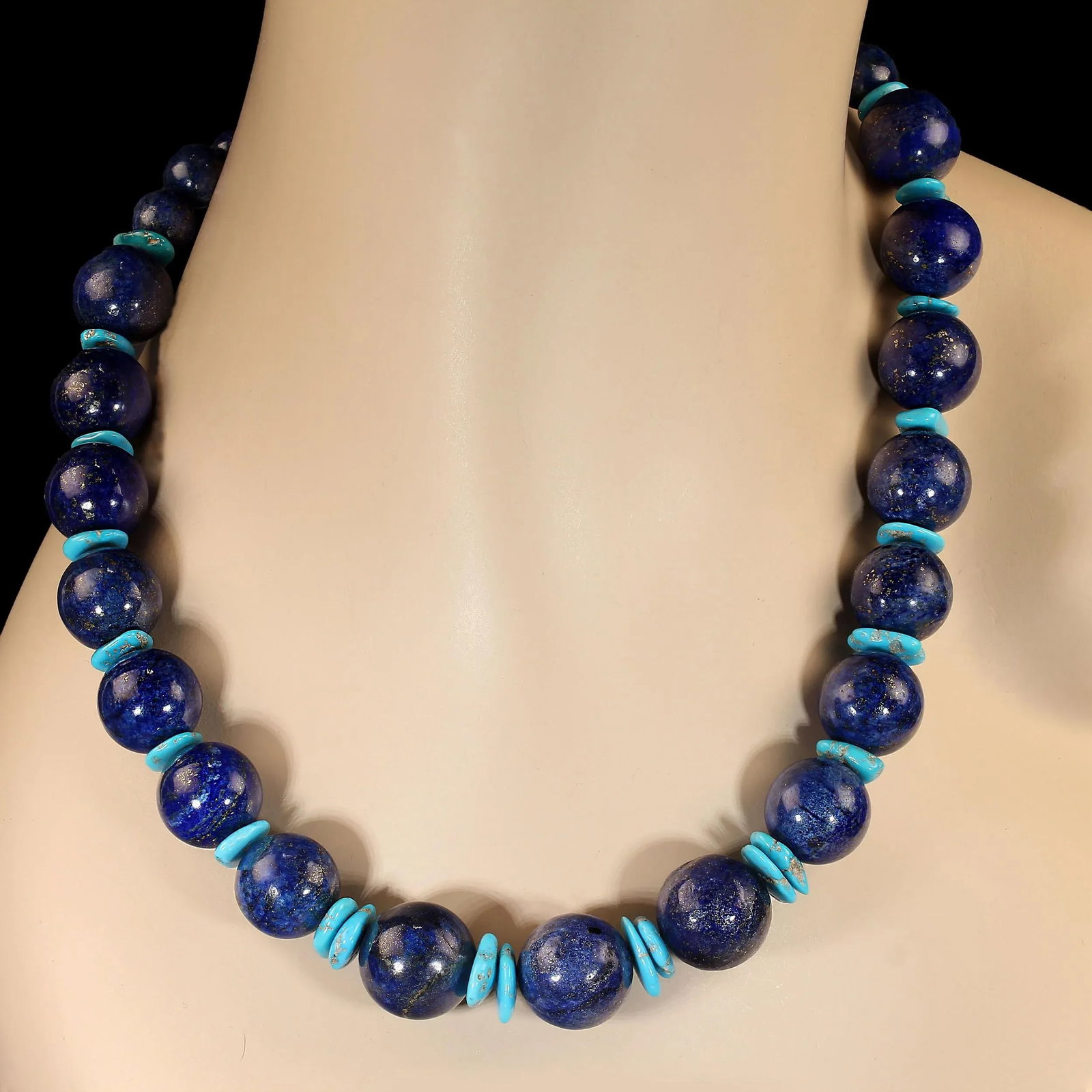 Ajd 19 Inch Lapis Lazuli and Sleeping Beauty Turquoise Necklace - 2