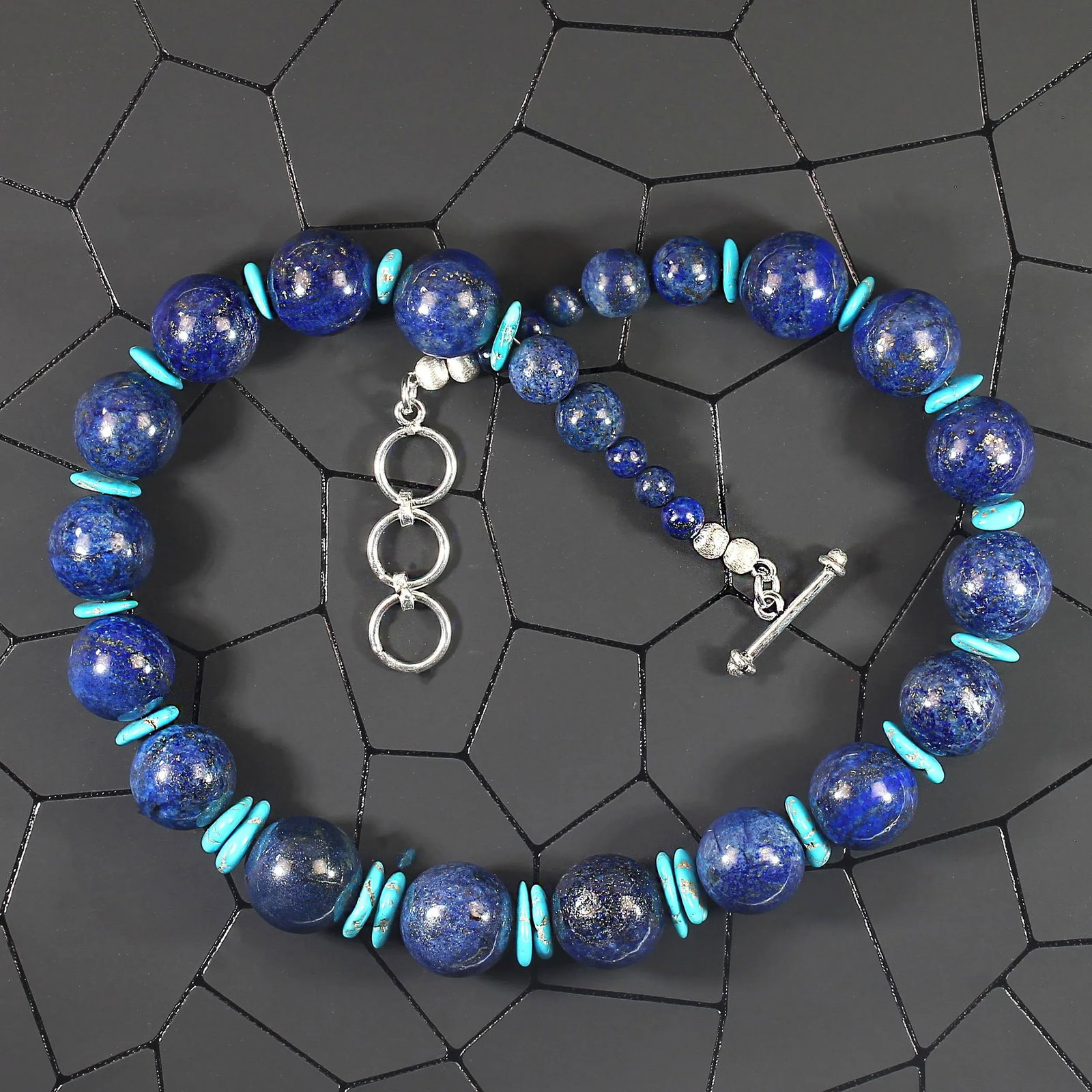 Ajd 19 Inch Lapis Lazuli and Sleeping Beauty Turquoise Necklace - 3