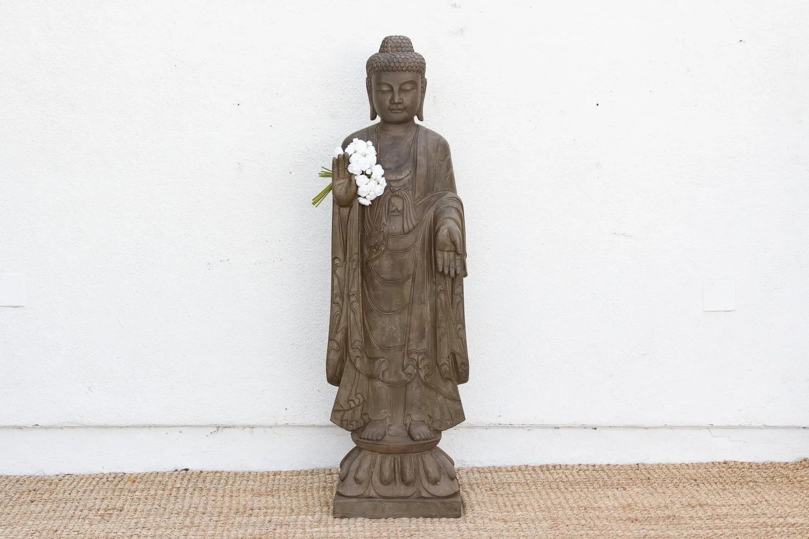 Monumental Stone Buddha W/Peaceful Presence - 2