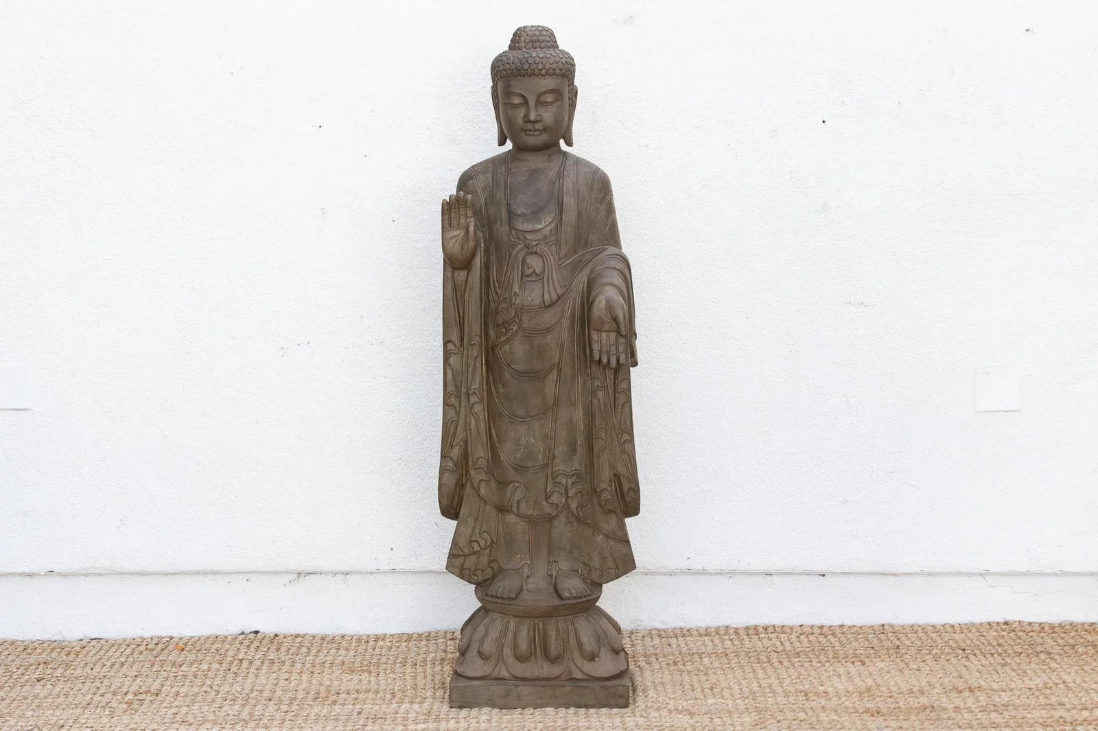 Monumental Stone Buddha W/Peaceful Presence - 3