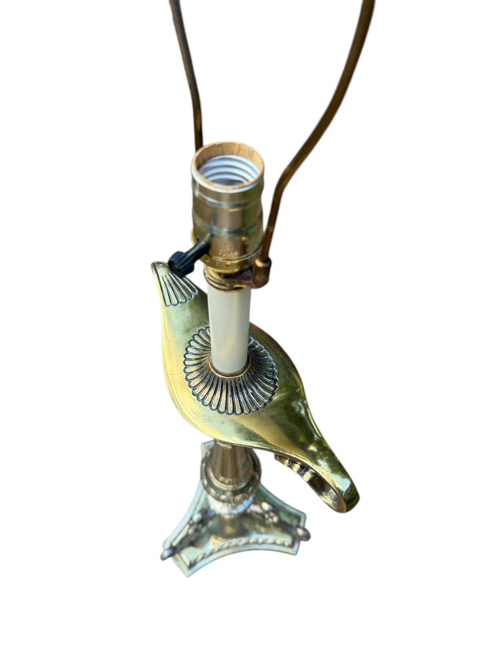 Brass Neoclassical Hollywood Regency Brass Aladdin Tall Table Lamp - 10