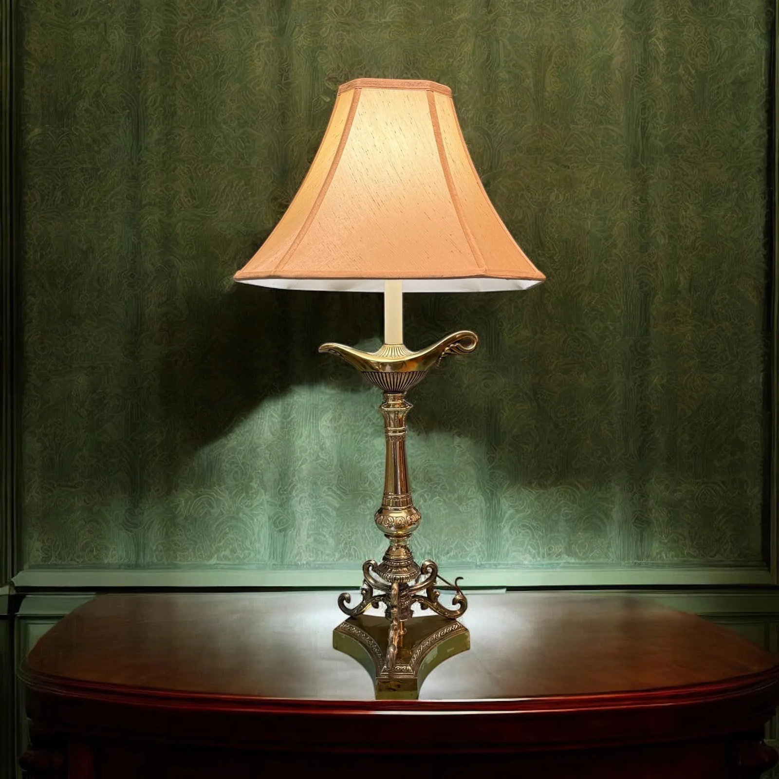 Brass Neoclassical Hollywood Regency Brass Aladdin Tall Table Lamp - 12