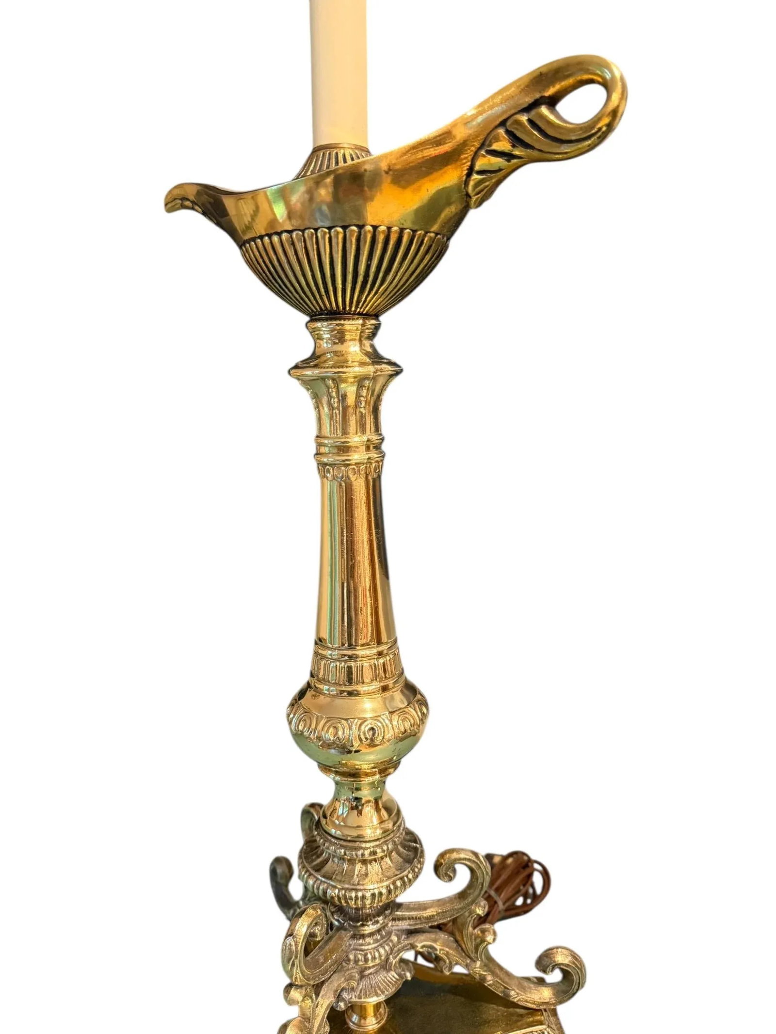 Brass Neoclassical Hollywood Regency Brass Aladdin Tall Table Lamp - 14