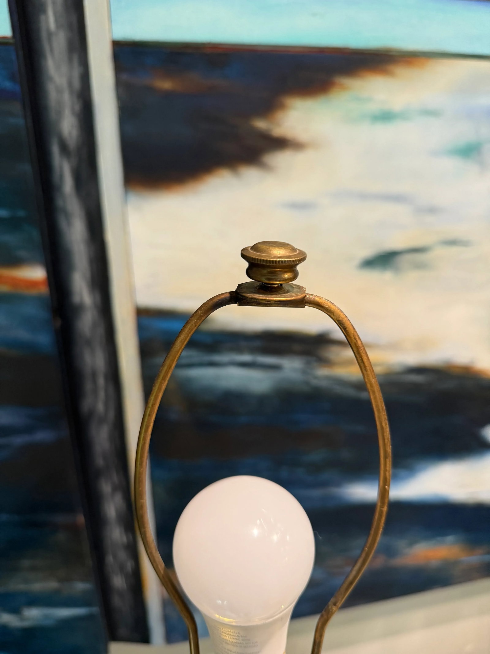 Brass Neoclassical Hollywood Regency Brass Aladdin Tall Table Lamp - 9