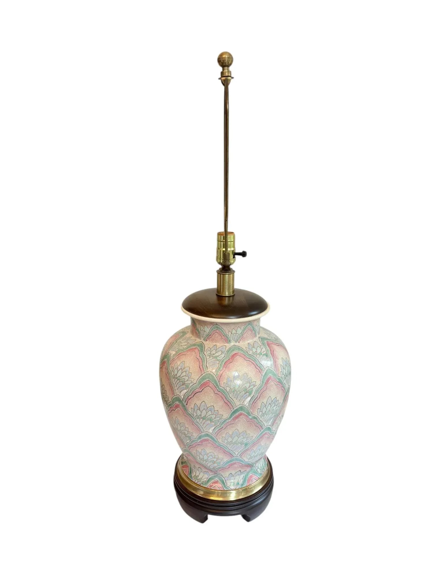 Late 20th Century Frederick Cooper Pink and Teal Urn Lamp - 3