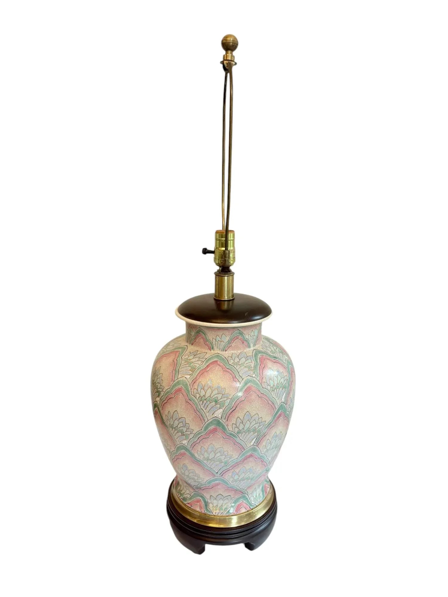 Late 20th Century Frederick Cooper Pink and Teal Urn Lamp - 4