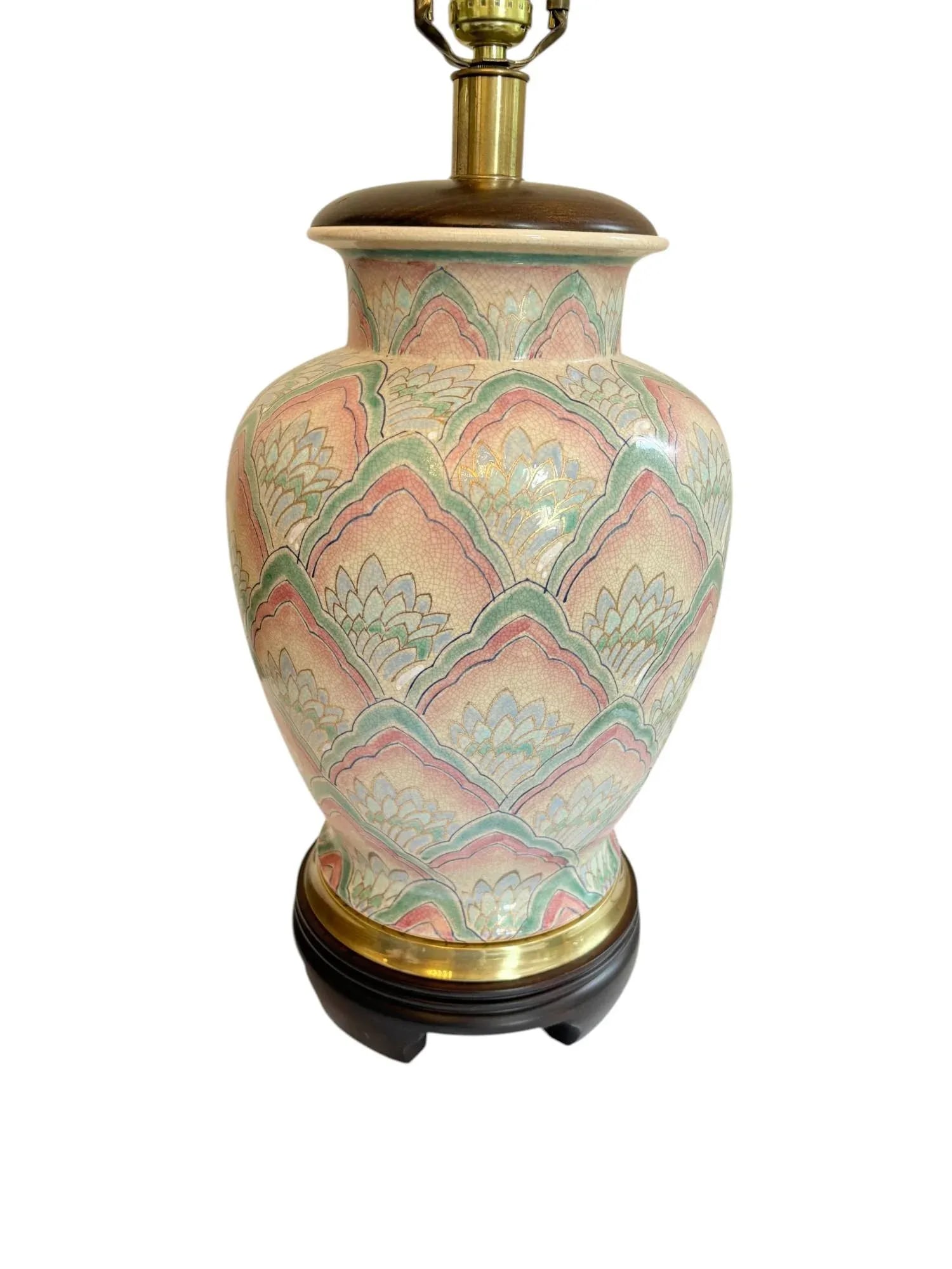 Late 20th Century Frederick Cooper Pink and Teal Urn Lamp - 6