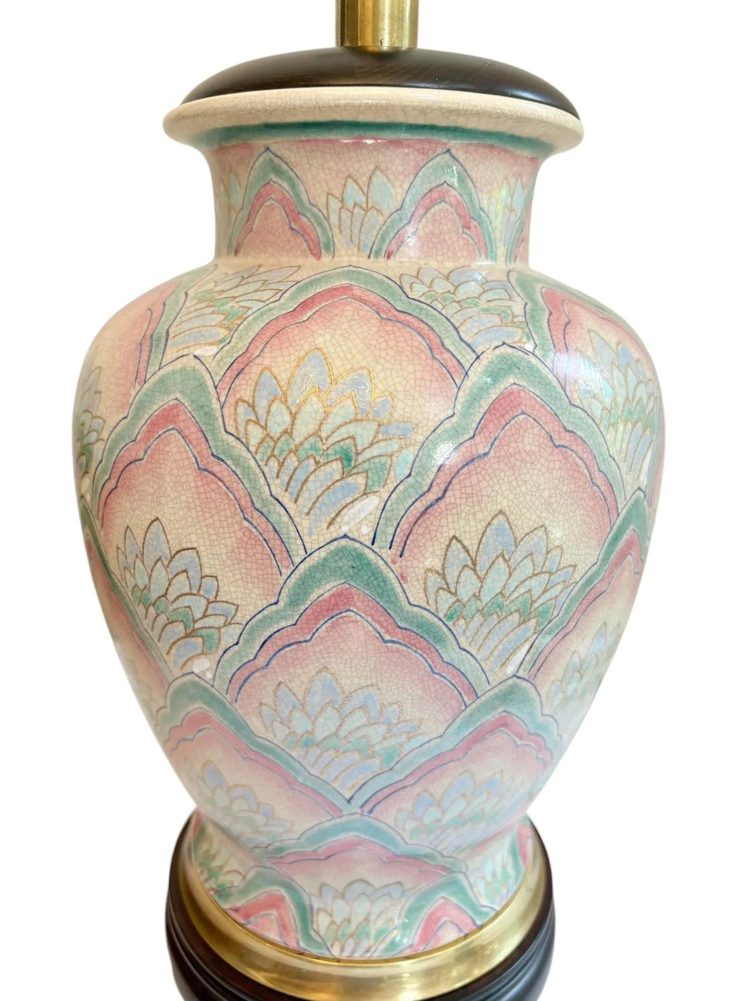 Late 20th Century Frederick Cooper Pink and Teal Urn Lamp - 7