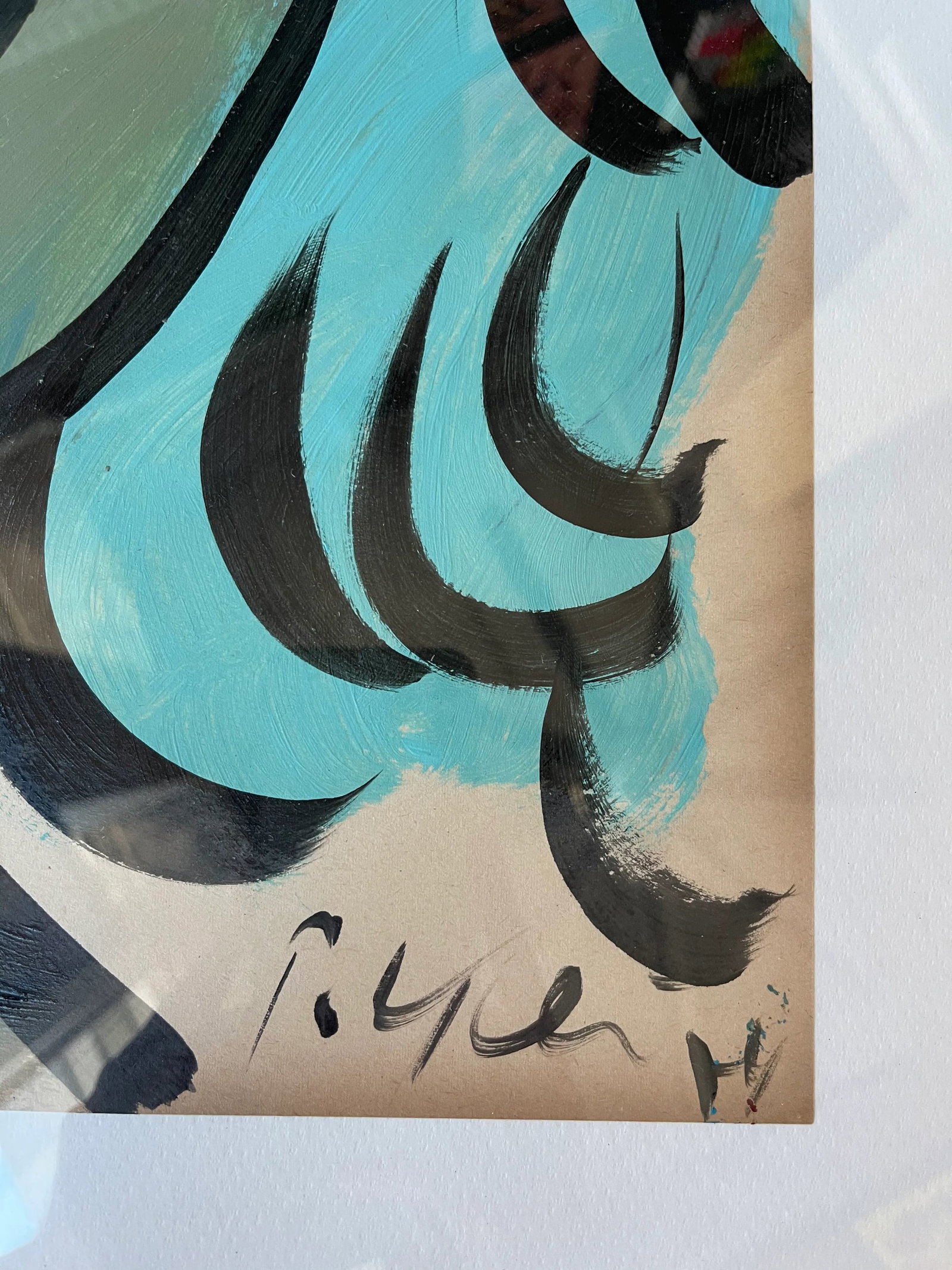 1974 Abstract Expressionist Portrait Acrylic Painting by Peter Keil, Framed - 3