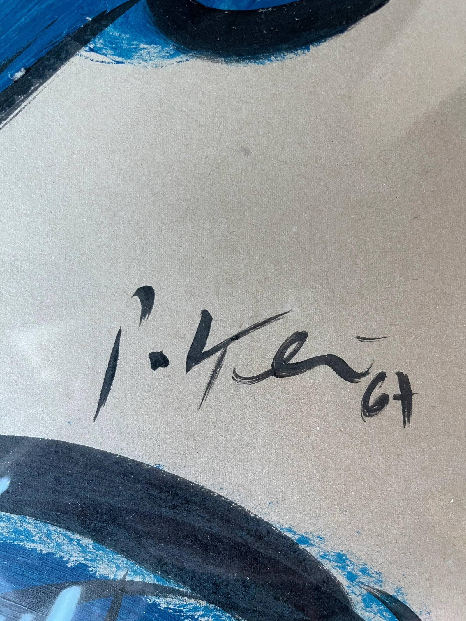 Mid 20th Century Abstract Expressionist Portrait Acrylic Painting by Peter Keil, Framed - 3