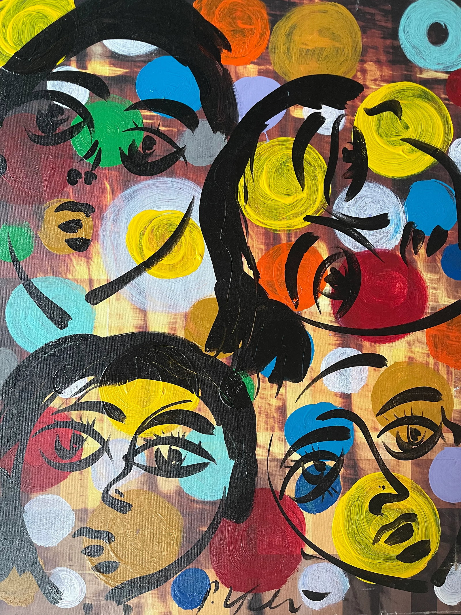 Late 20th Century Abstract Expressionist Figurative Acrylic Painting by Peter Keil, Framed - 2