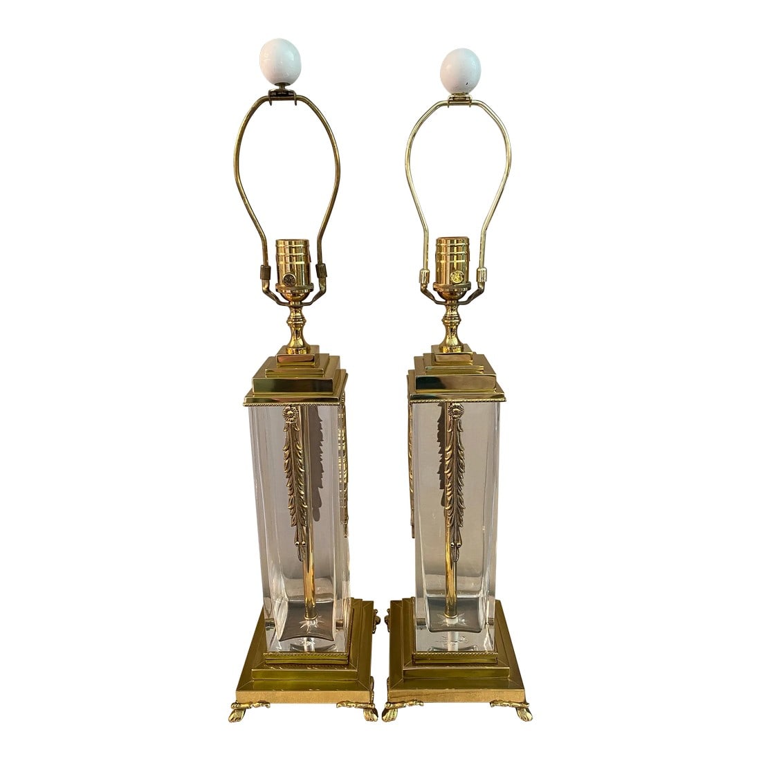 Late 20th Century Wildwood Brass and Glass Table Lamps - A Pair (1 of 10)