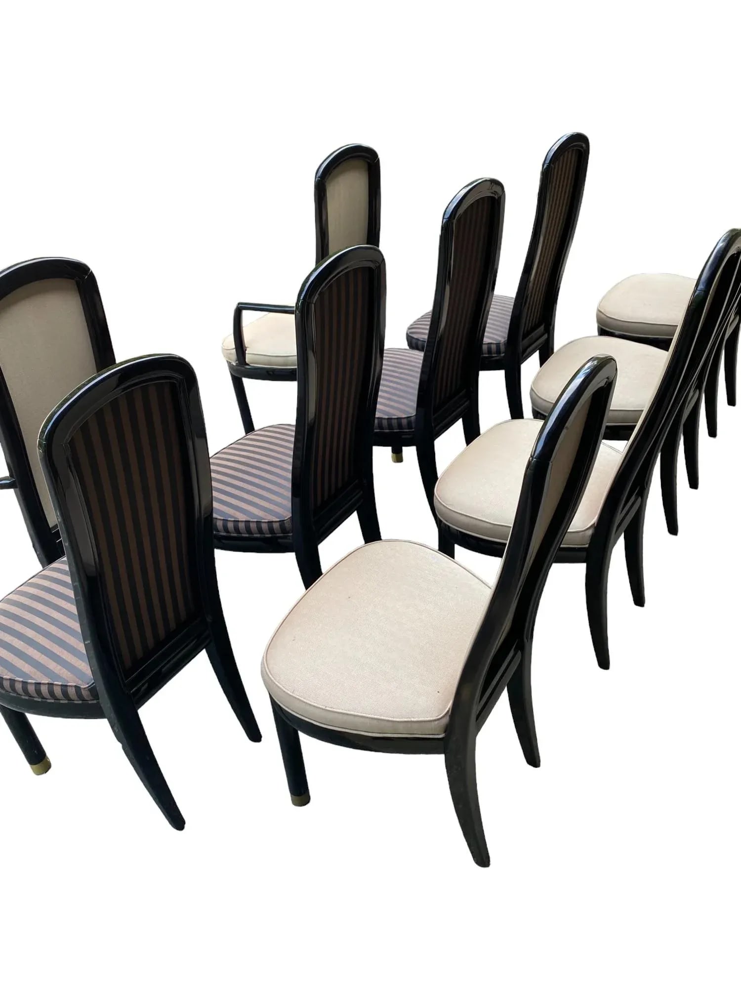 Late 20th Century Henredon Black Lacquered Dining Chairs - Scene III Collection - Set of 10 - 2