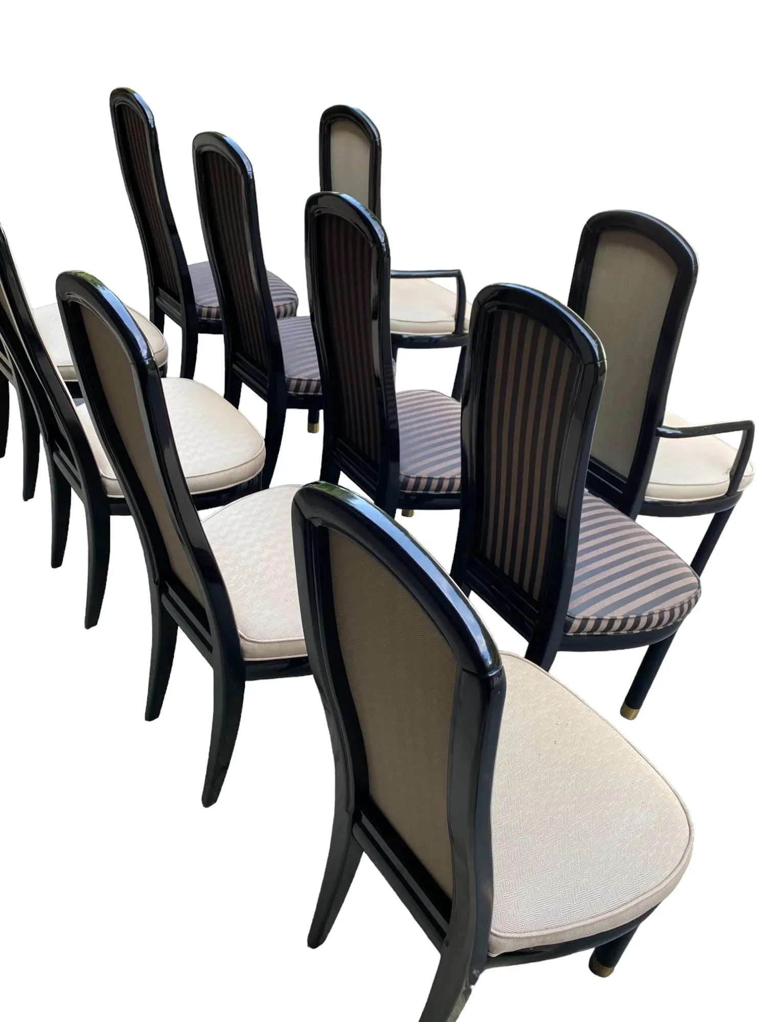 Late 20th Century Henredon Black Lacquered Dining Chairs - Scene III Collection - Set of 10 - 3