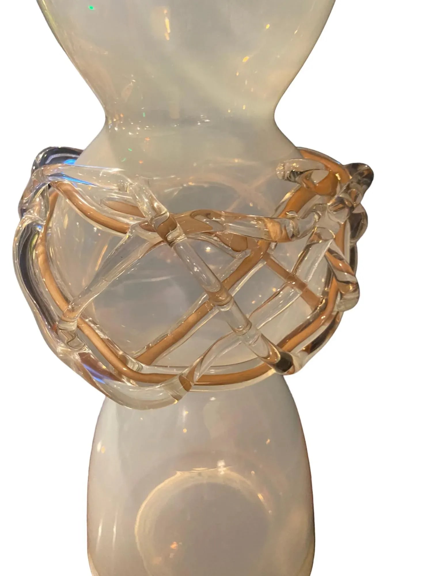 1990s Global Views Handcrafted White Art Glass Vase - 2