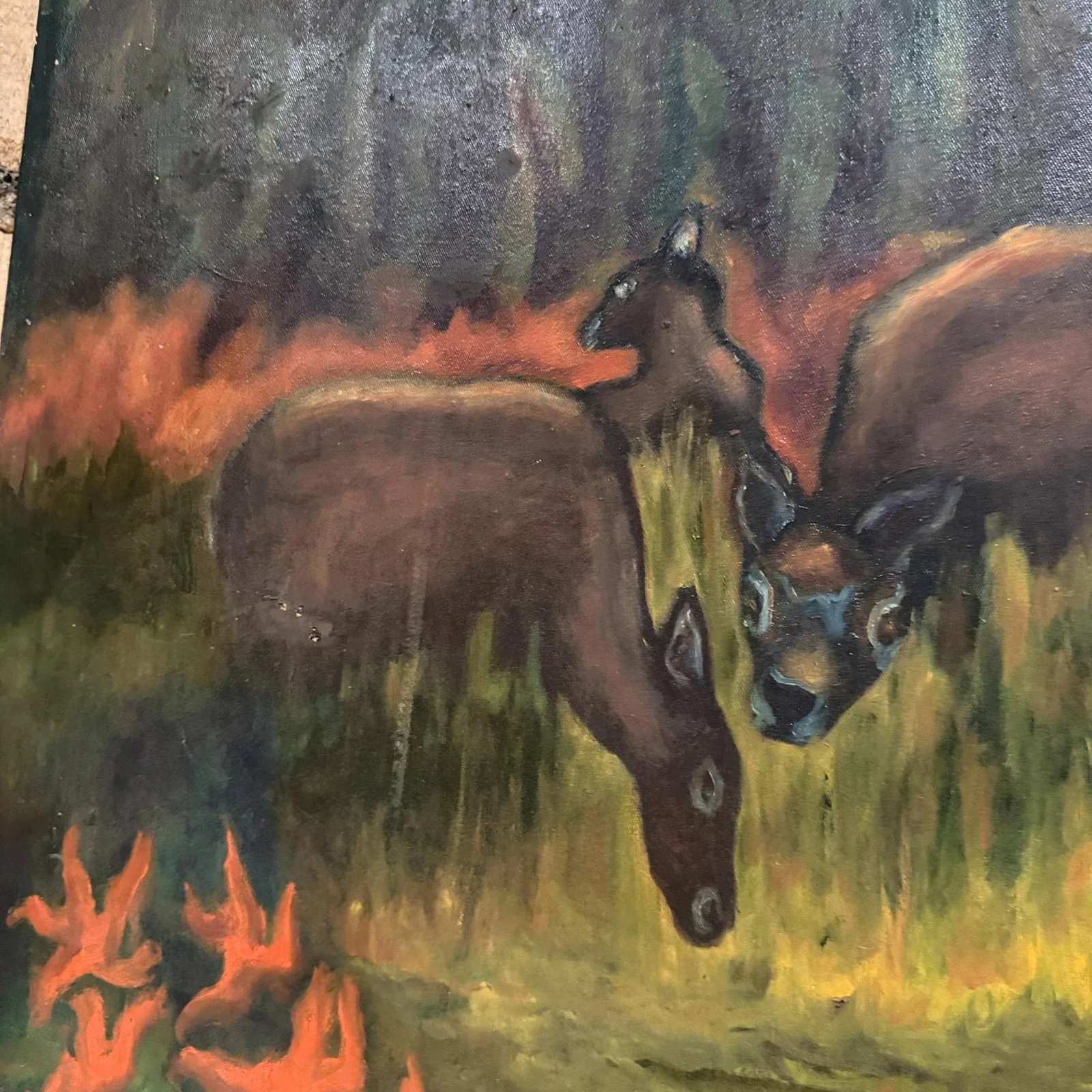 Painting Oil Canvas Folk Art Landscape Still Life Marjorie Weaver - 10