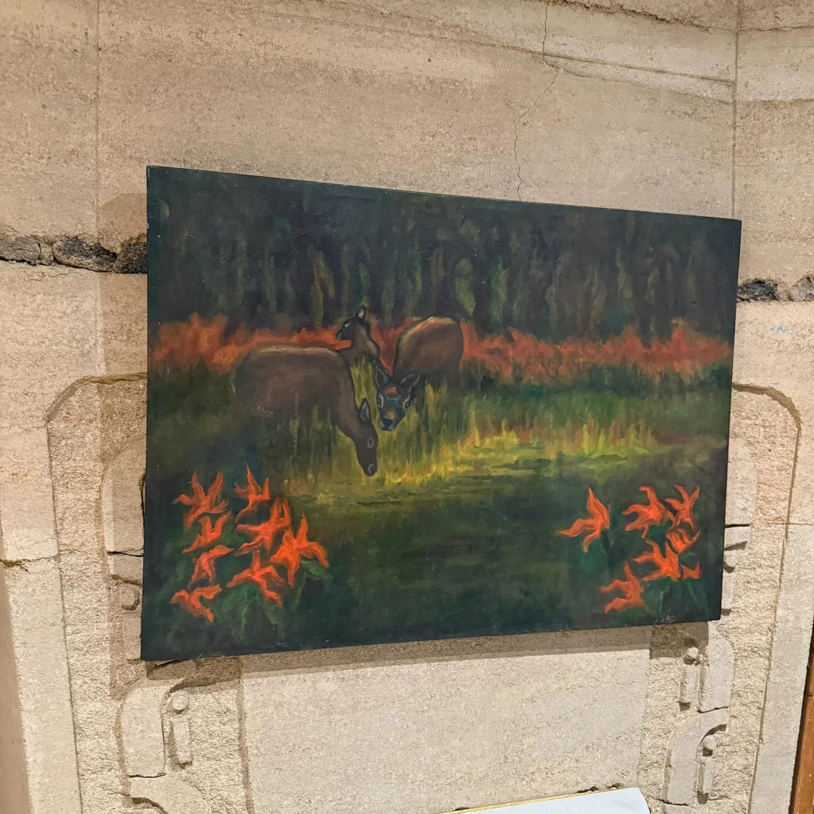 Painting Oil Canvas Folk Art Landscape Still Life Marjorie Weaver - 2