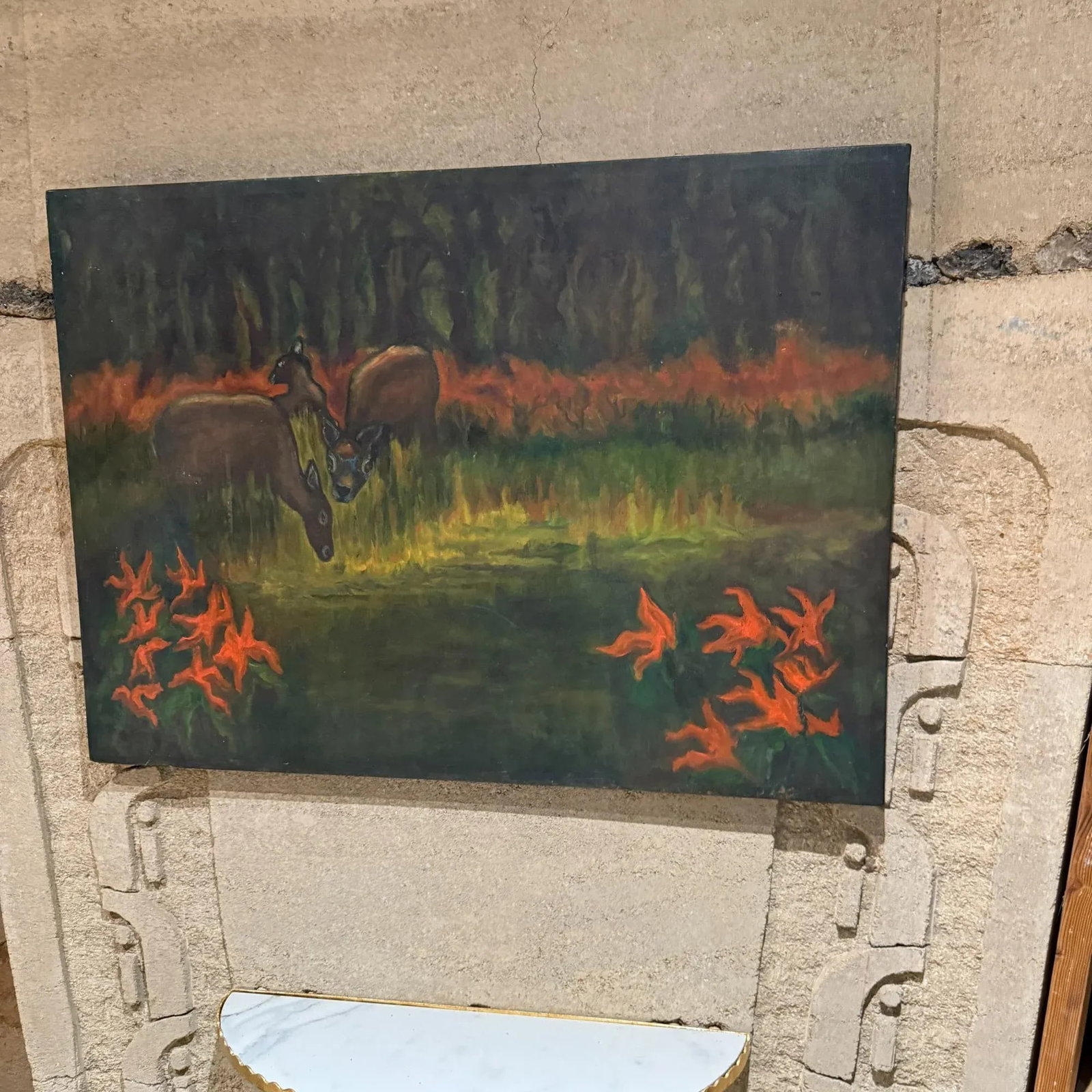 Painting Oil Canvas Folk Art Landscape Still Life Marjorie Weaver - 3