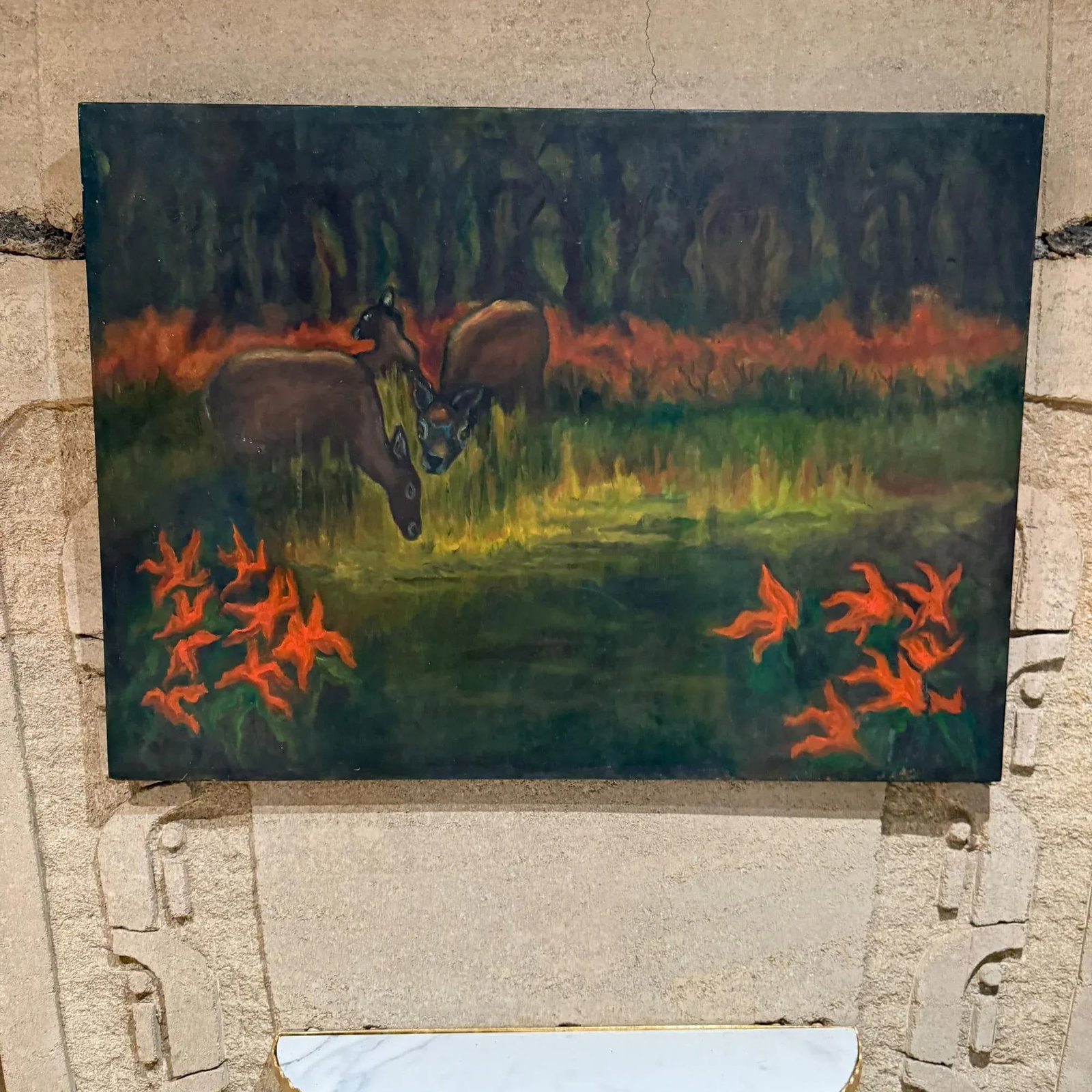 Painting Oil Canvas Folk Art Landscape Still Life Marjorie Weaver - 4