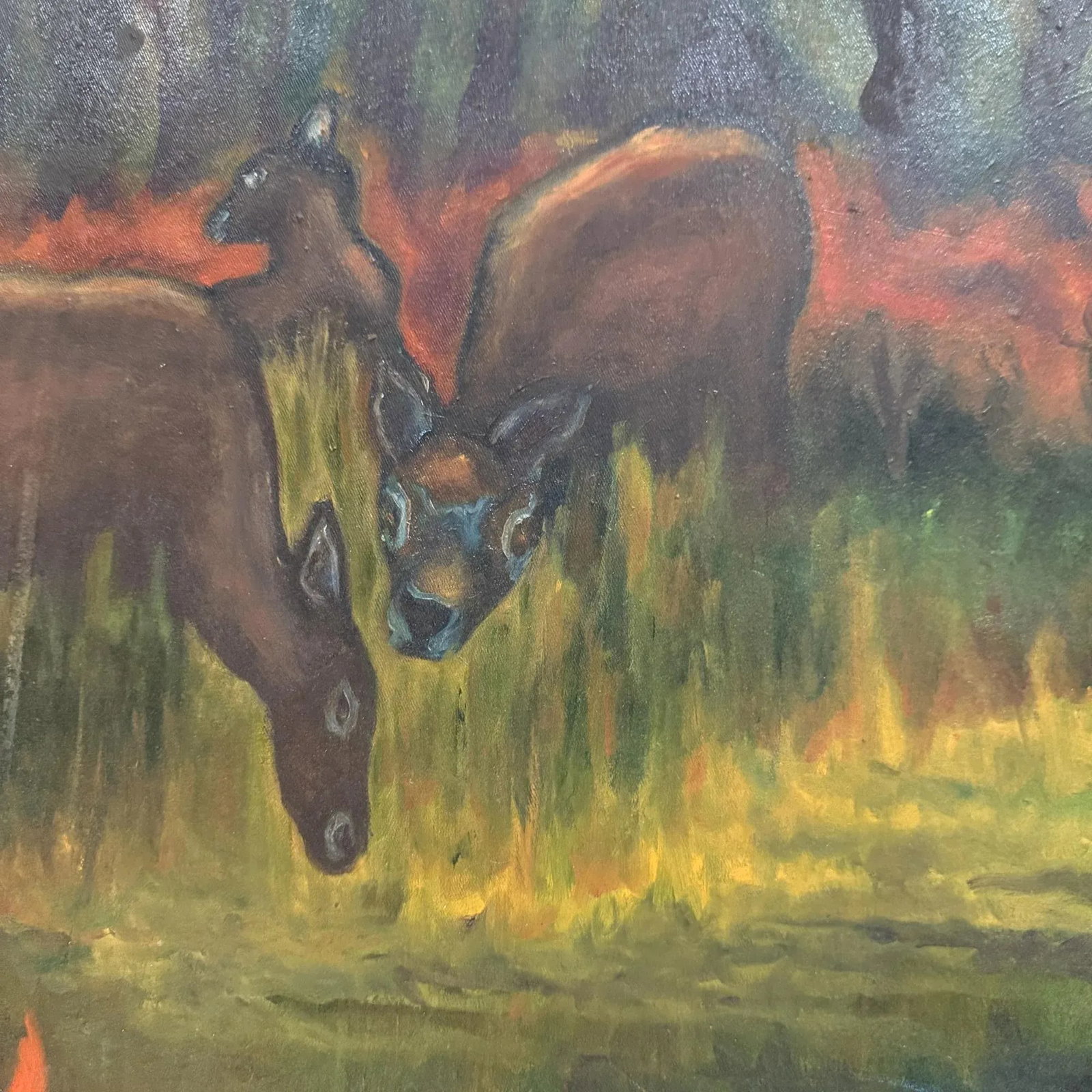 Painting Oil Canvas Folk Art Landscape Still Life Marjorie Weaver - 7