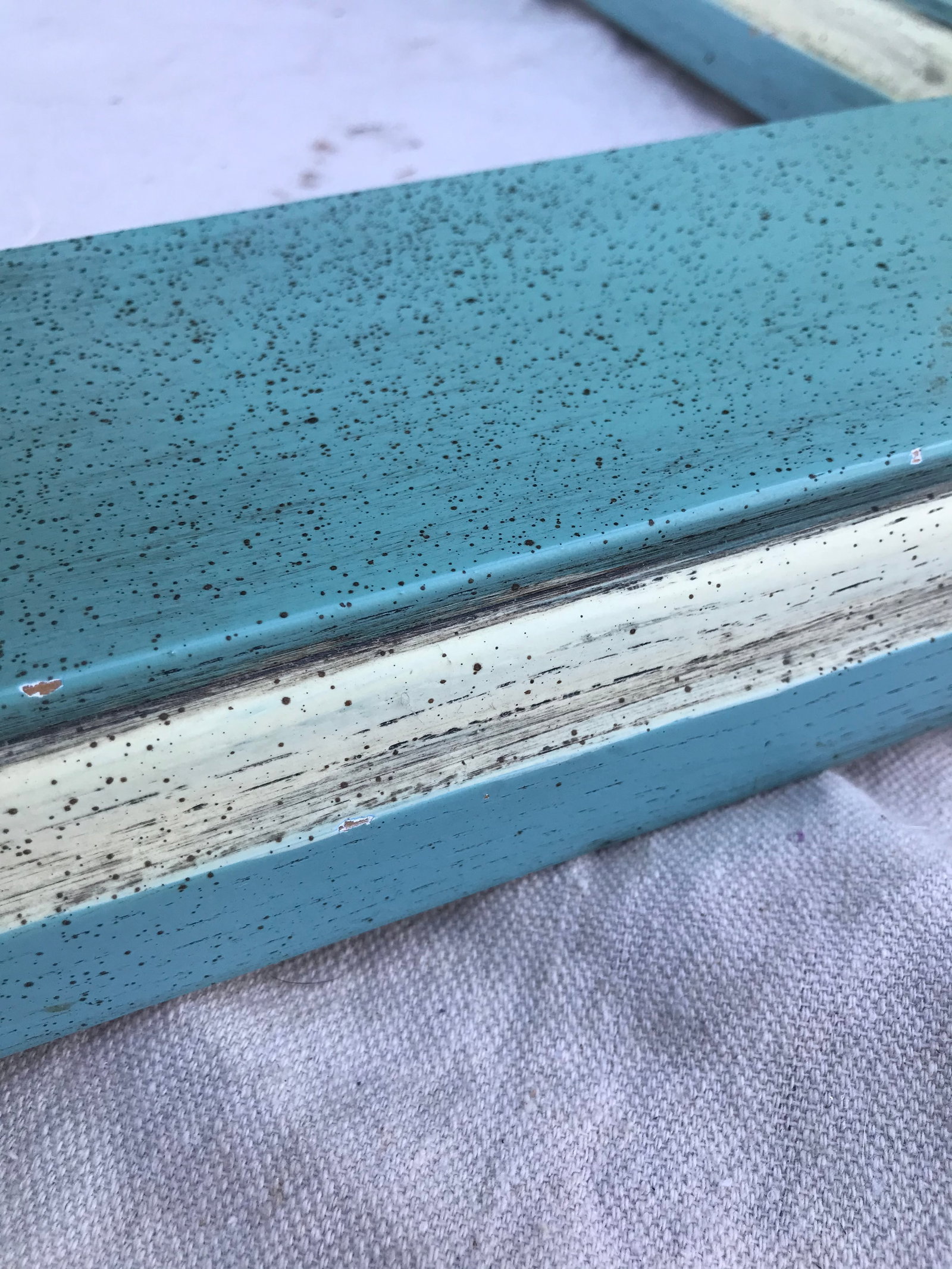 Vintage Turquoise Blue Wood Corbel Coffee Table Base - 5